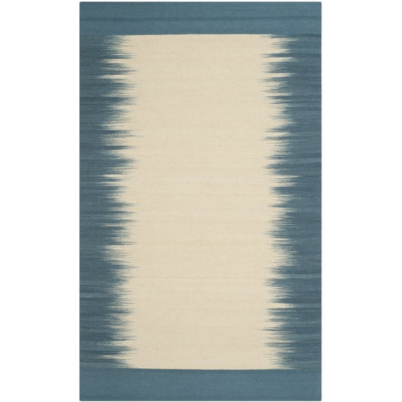 SAFAVIEH Kilim Trenton Geometric Wool Area Rug, Beige/Light Blue, 4' x 6'