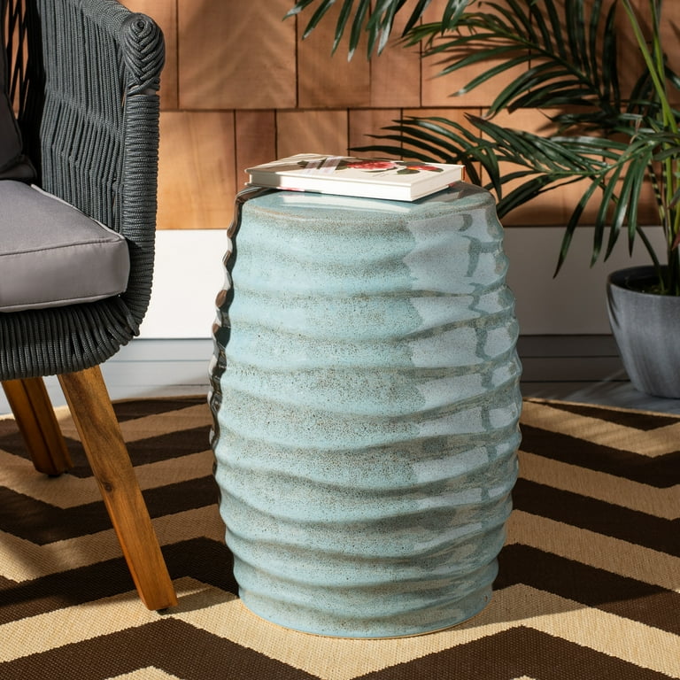 Teal Ceramic Stool Outdoor Safavieh Kita Abstract Indoor/Outdoor