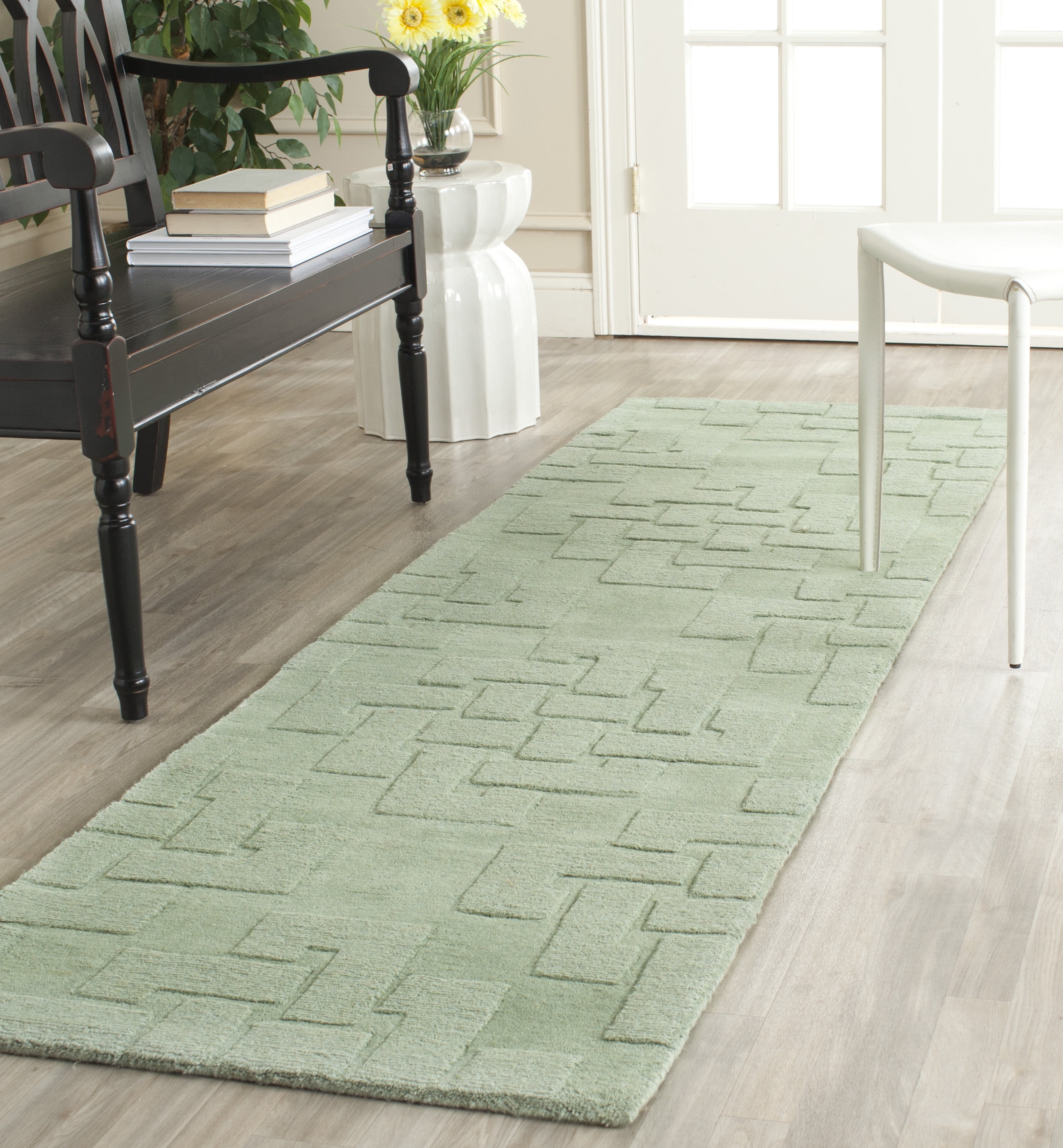 Sea Anemone Tufted Wool 27"x7" Handmade Runner Rug