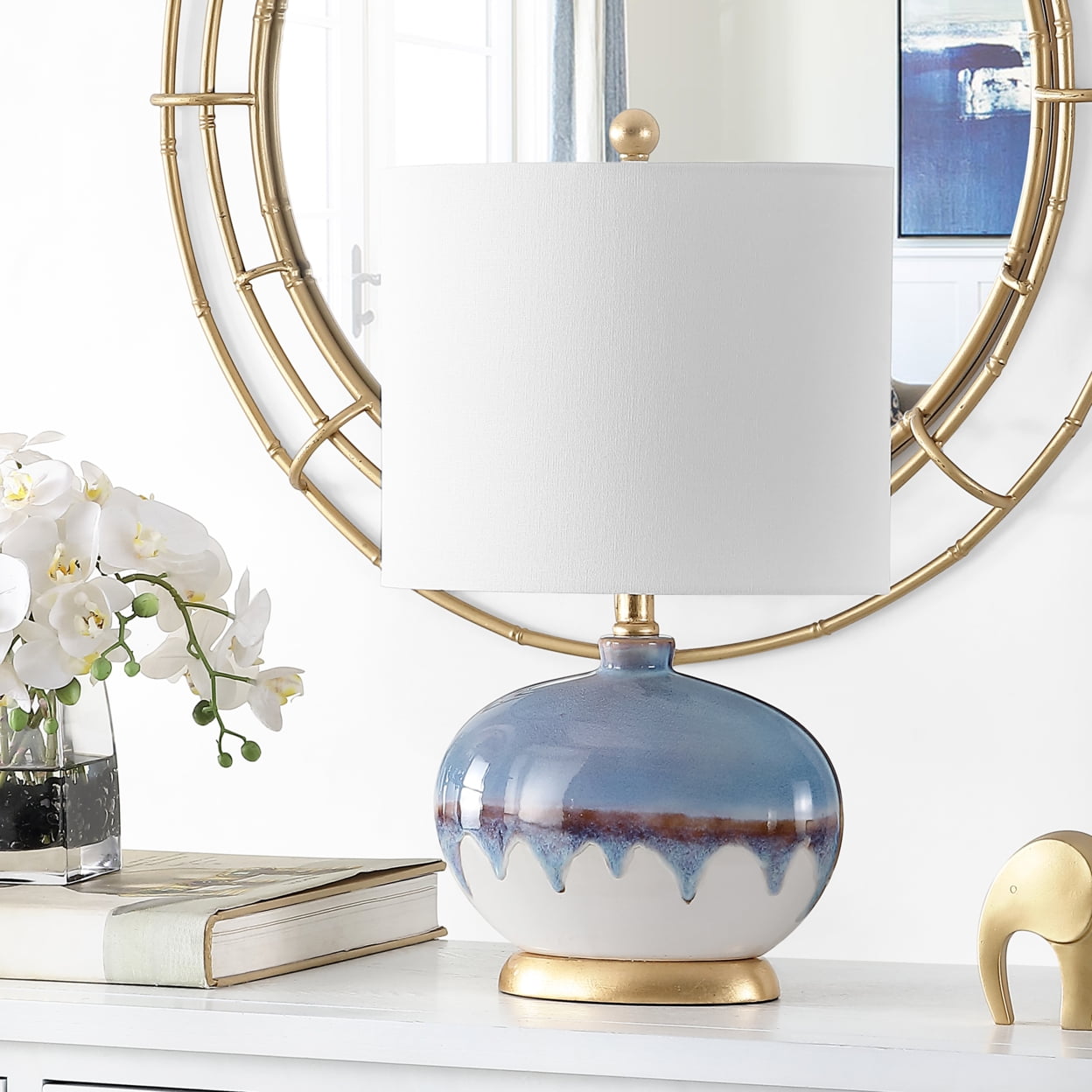 Safavieh Koa 21 in. Coastal Ceramic Table Lamp, Blue