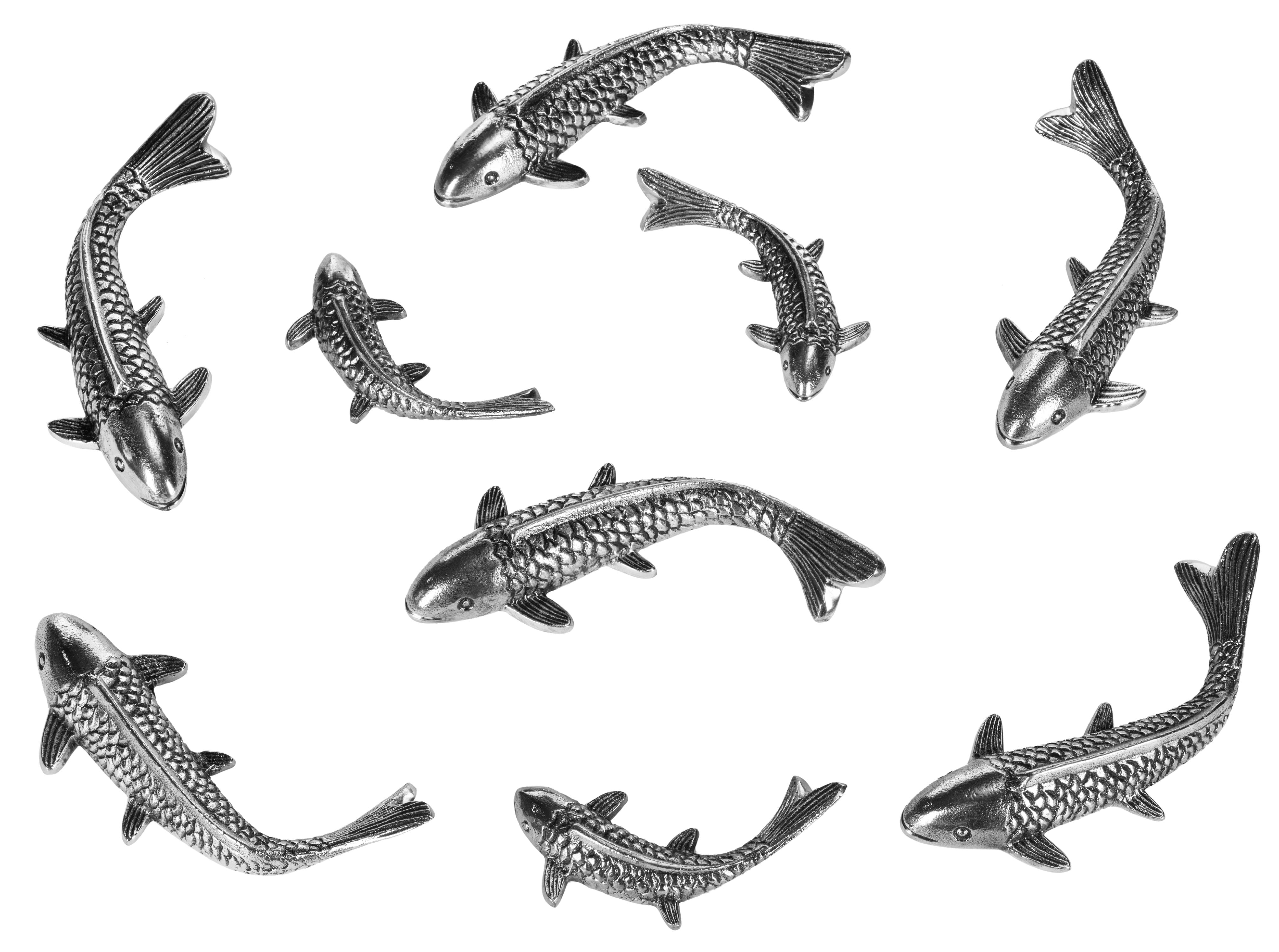 Antique Nickel Koi Fish Wall Sculpture Set