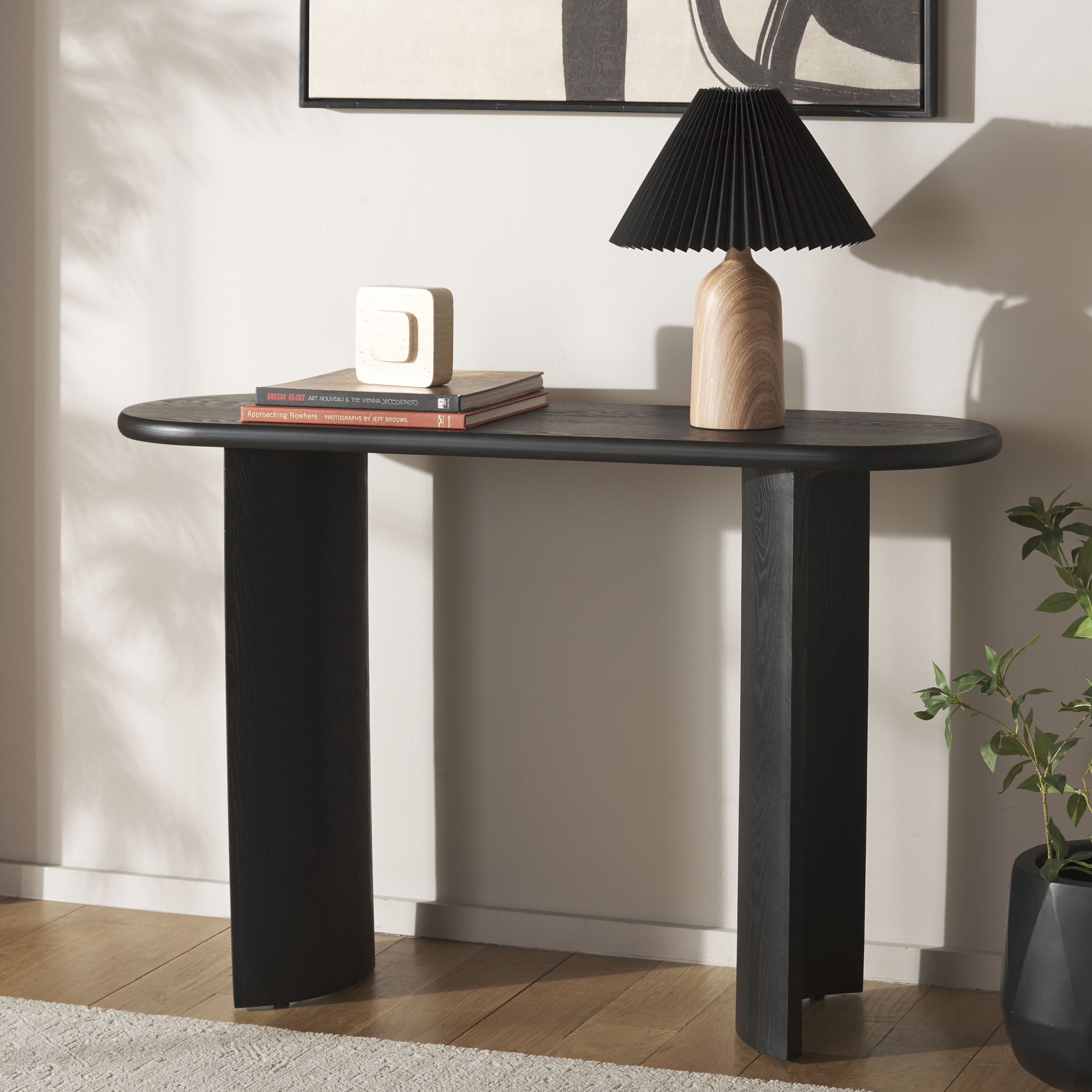 Safavieh Koka Mid-Century Ribbed Wood Console Table, Black - Walmart.com