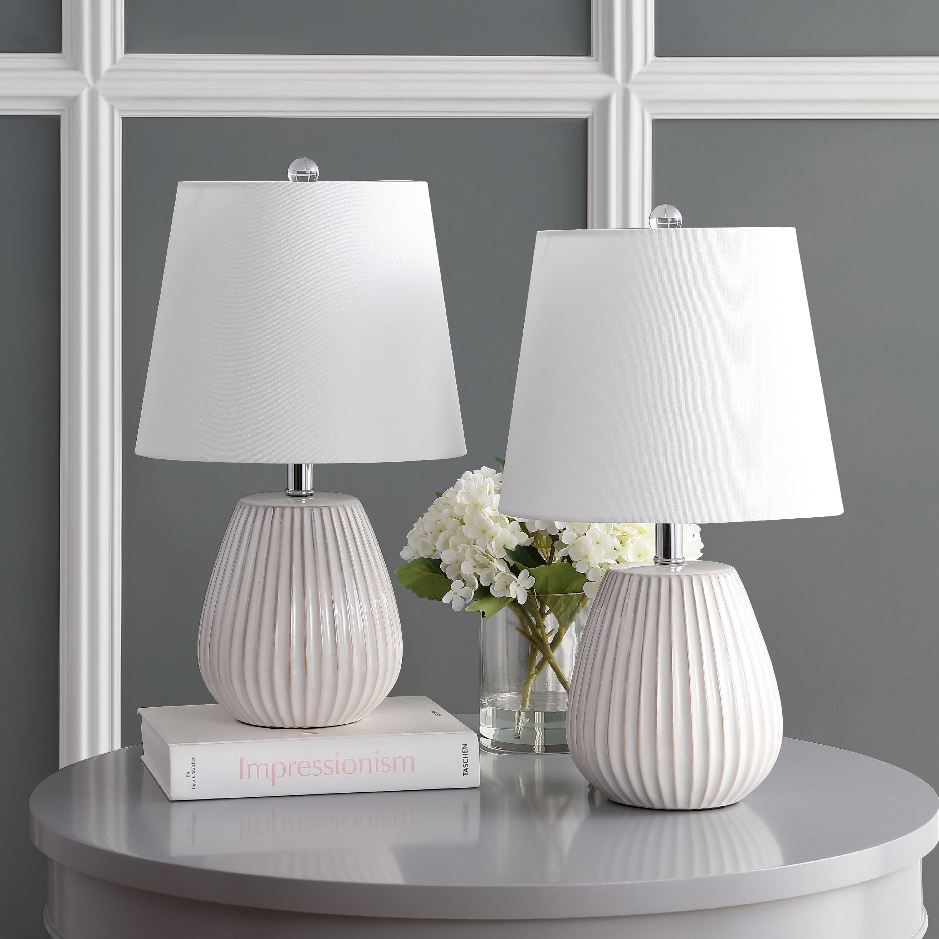 Safavieh Kole Distressed 21 in. H Table Lamp, White, Set of 2