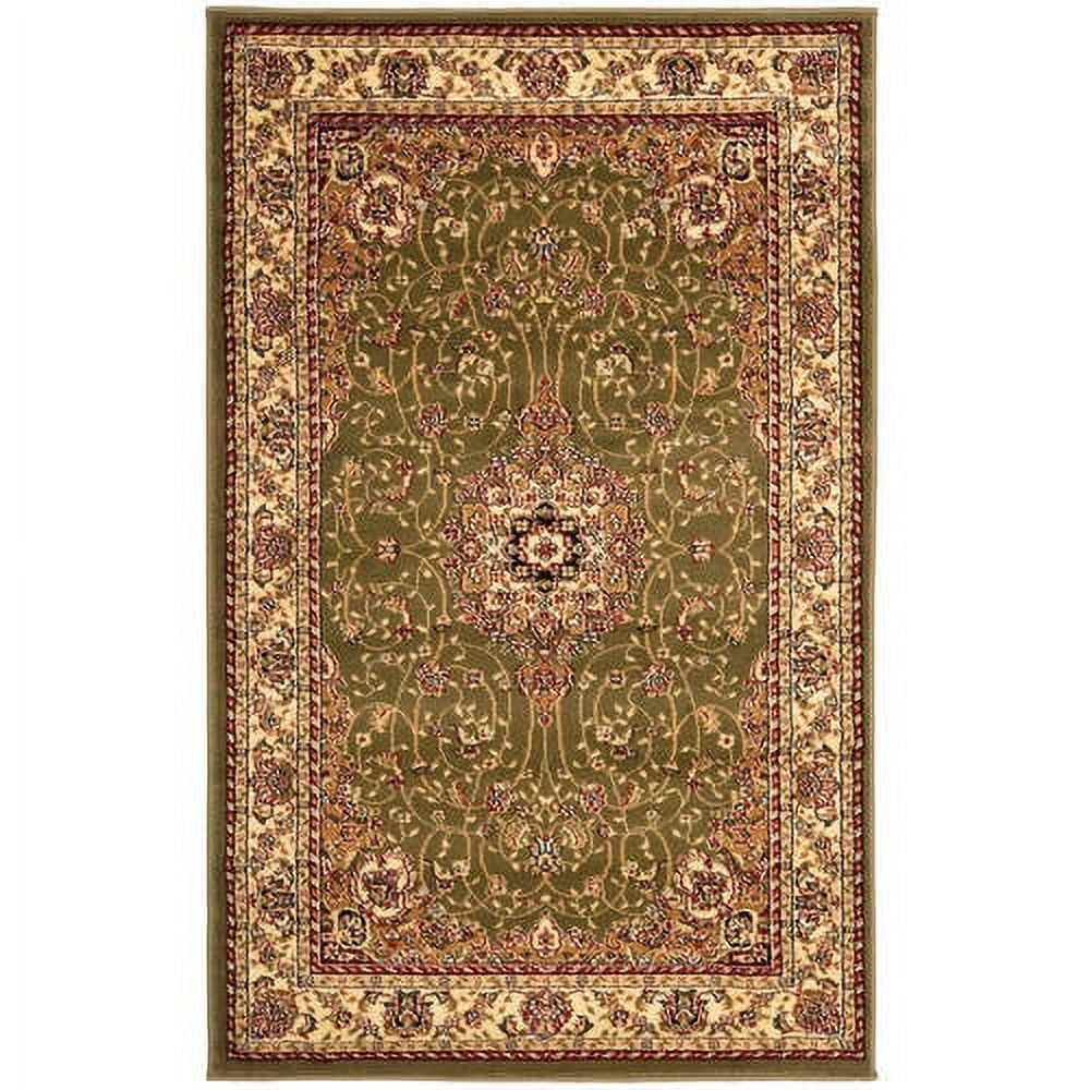 Ivory and Sage Floral Synthetic Rectangular Area Rug
