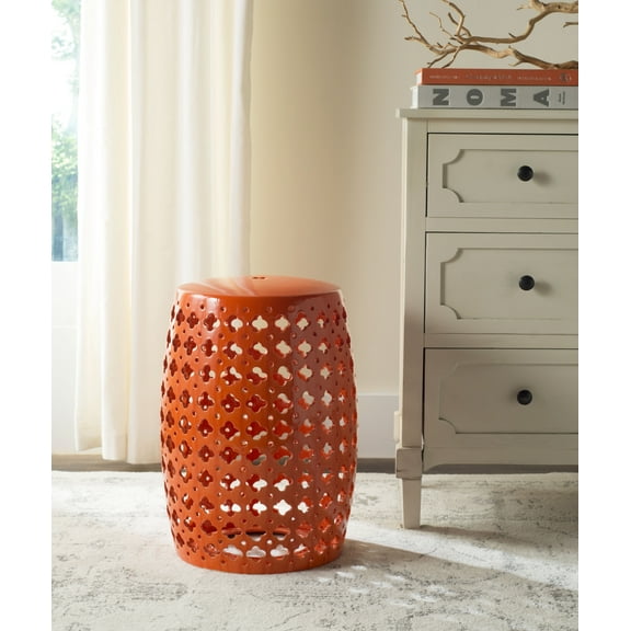 Safavieh Lacey Trellis Indoor/Outdoor Garden Patio Stool, Orange