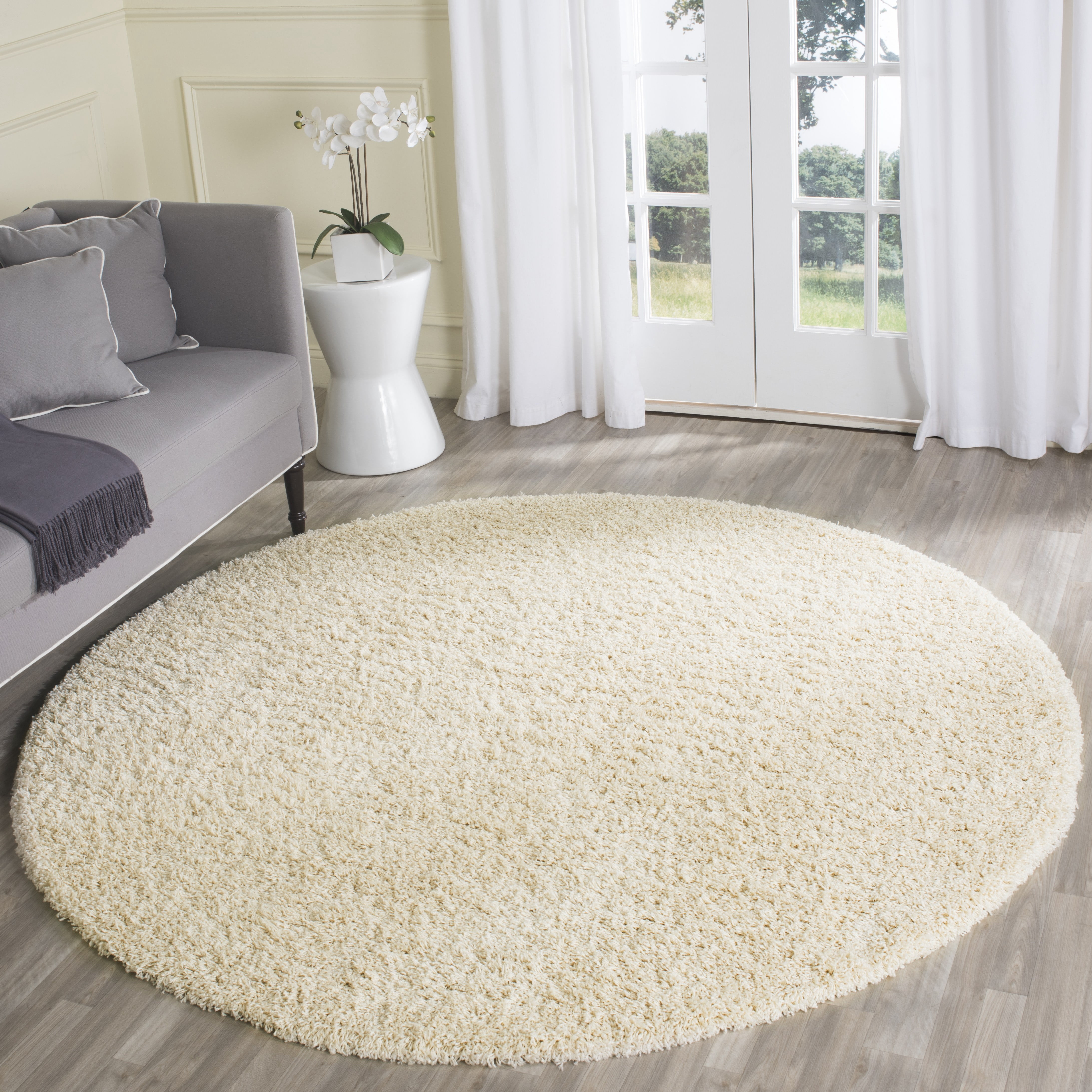 Safavieh Laguna Neven Solid Shag Area Rug, Beige, 3' x 3' Round