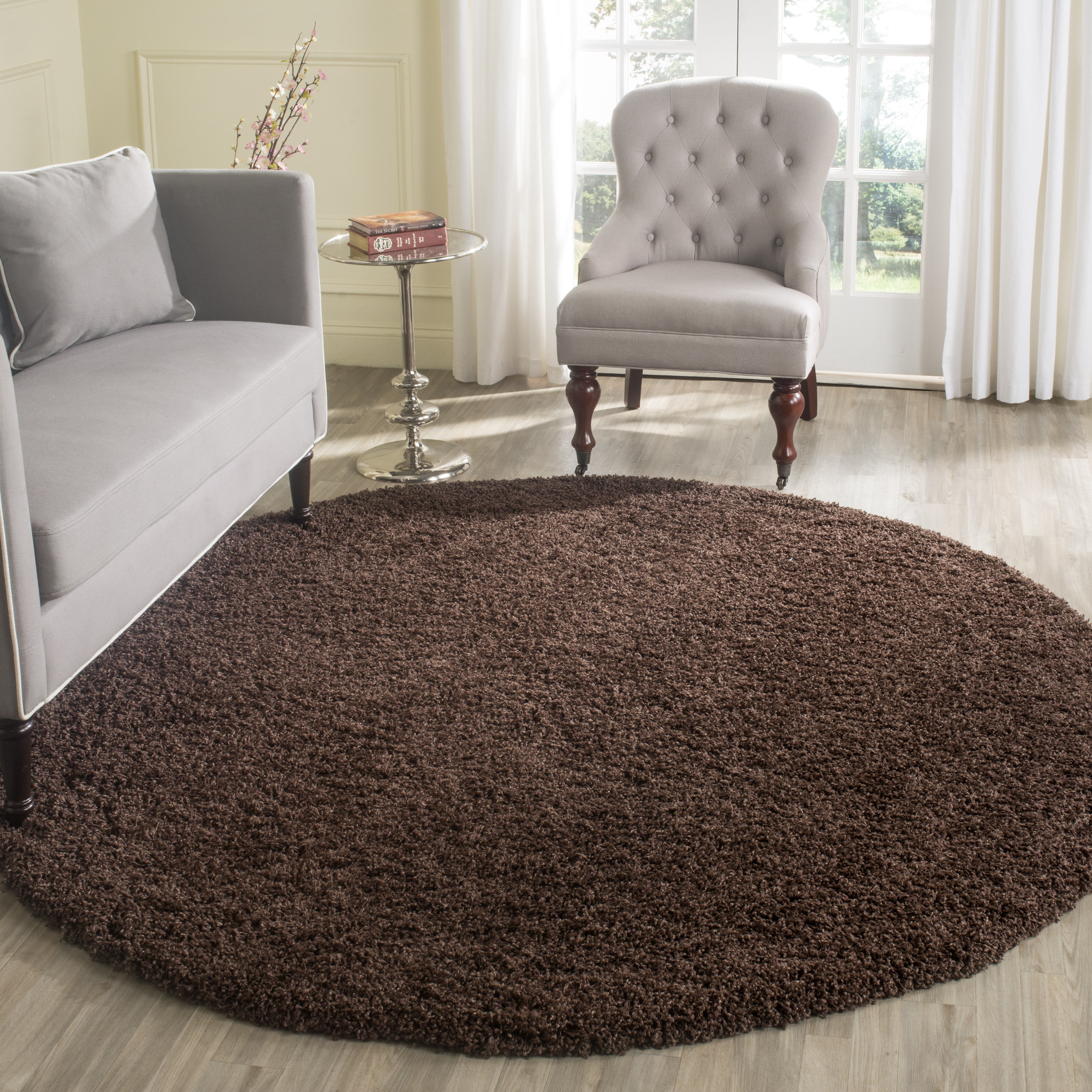 Safavieh Laguna Neven Solid Shag Area Rug, Brown, 4' x 4' Round
