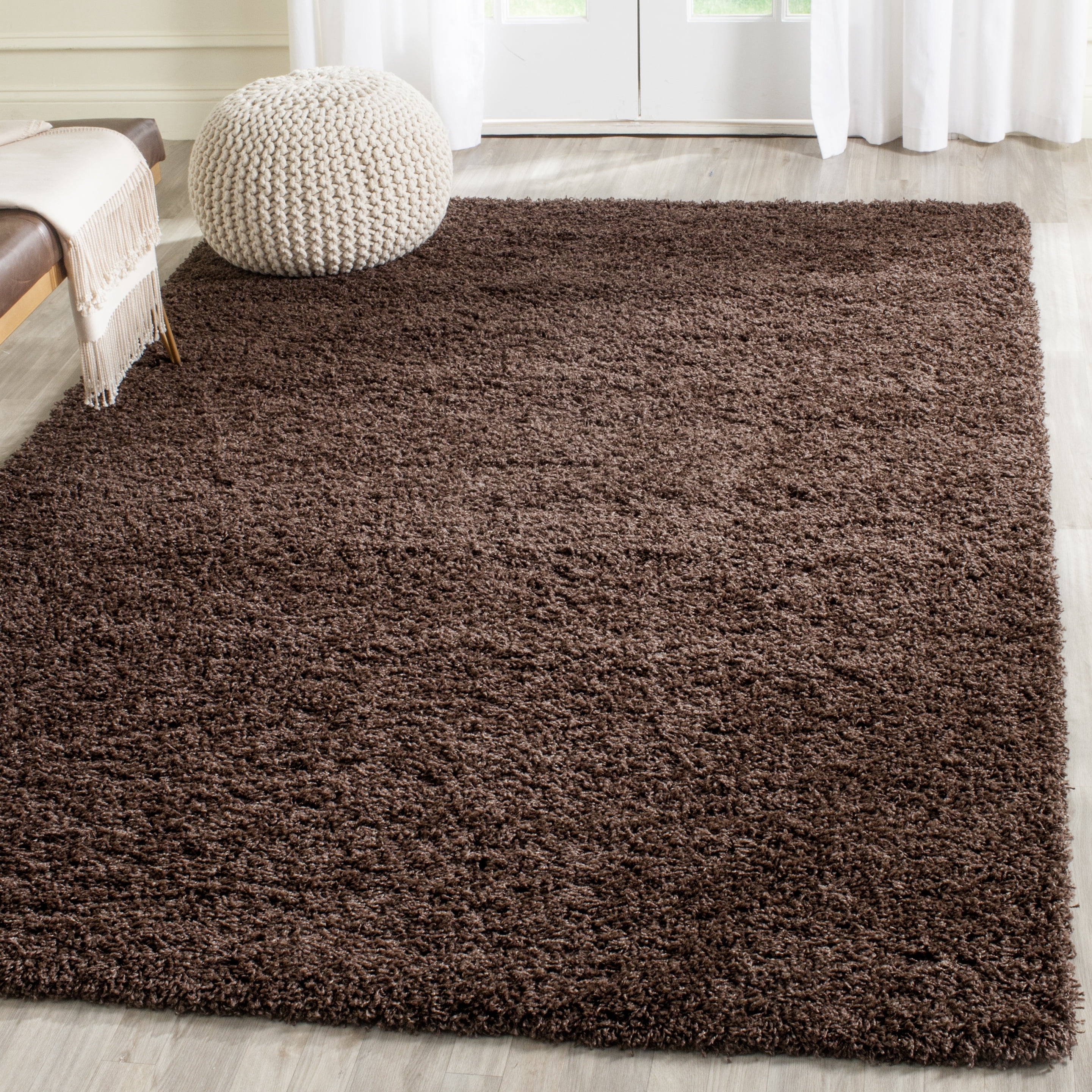Safavieh Laguna Neven Solid Shag Area Rug, Brown, 4' x 4' Square