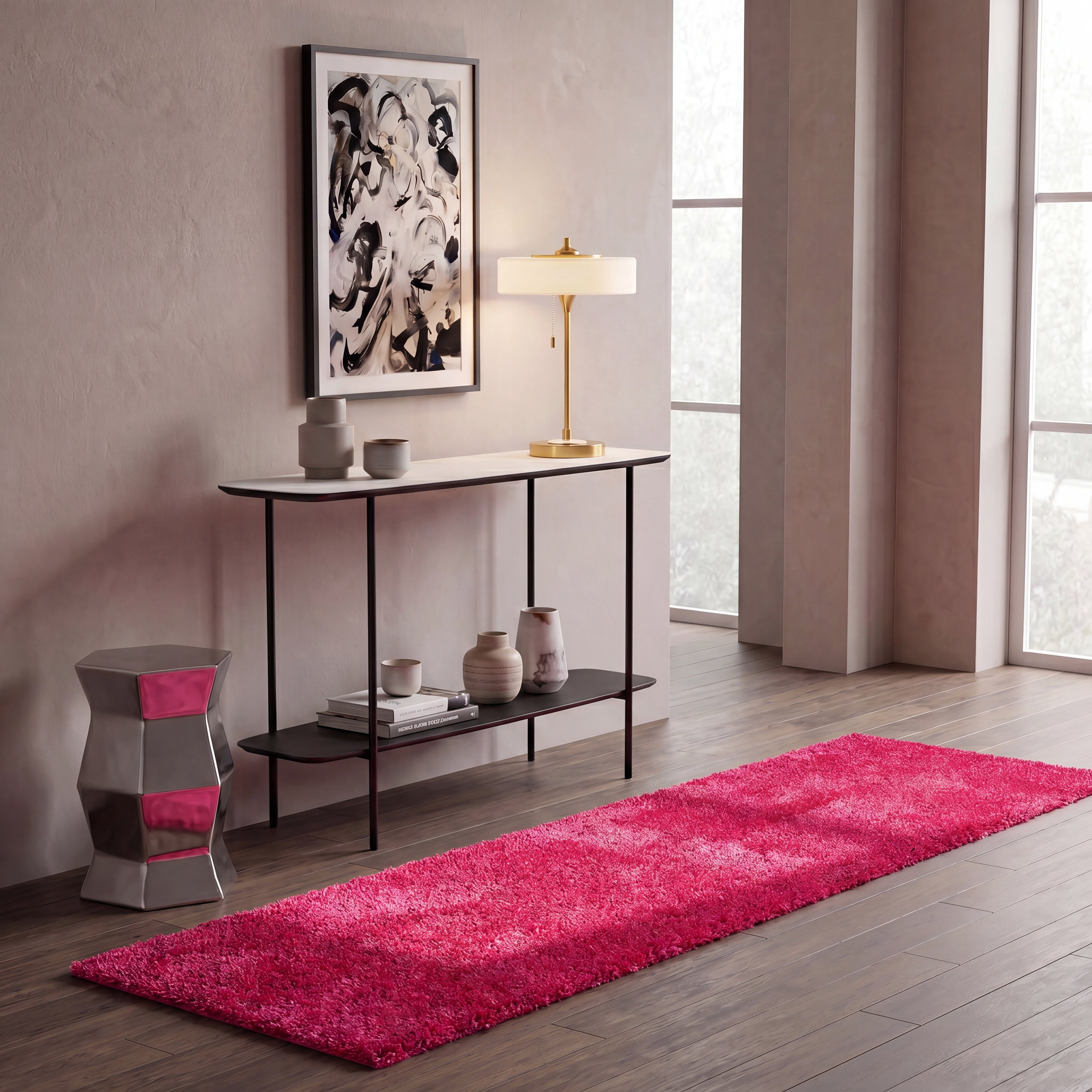 Safavieh Laguna Neven Solid Shag Runner Rug, Fuchsia, 2'3" x 10'