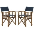 thumbnail image 1 of Safavieh Laguna Outdoor Patio Director Chair, Set of 2 - Natural/Navy, 1 of 10