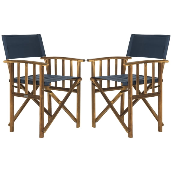 Safavieh Laguna Outdoor Patio Director Chair, Set of 2 - Natural/Navy
