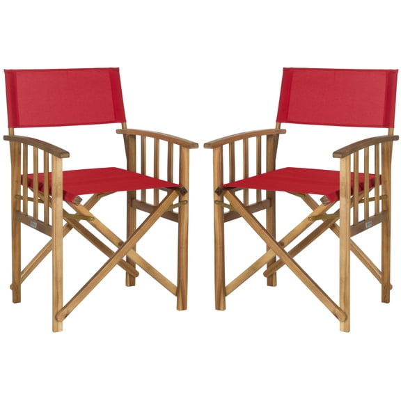 Safavieh Laguna Outdoor Patio Director Chair, Set of 2 - Natural/Red
