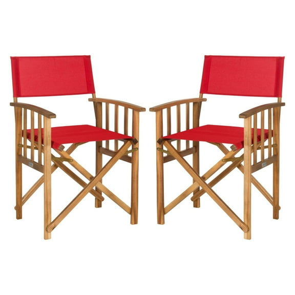 Safavieh Laguna Outdoor Patio Director Chair, Set of 2 - Natural/Red