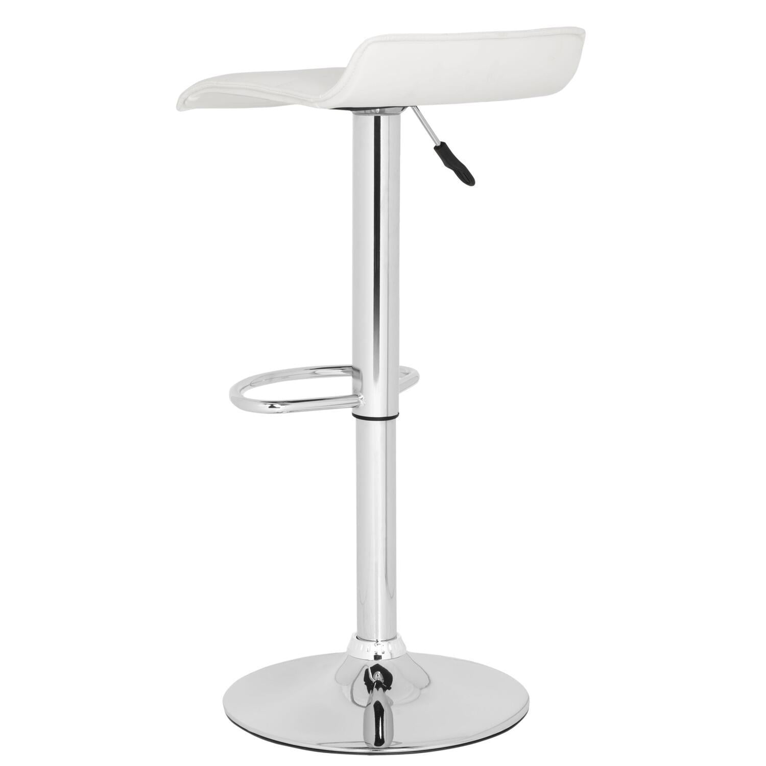 Lamita White Adjustable Swivel Bar Stool with Chrome Base
