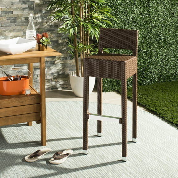 Safavieh Landry 38 in. High Indoor/Outdoor Rattan Bar Stool
