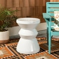 thumbnail image 1 of Safavieh Larsa Coin Indoor/Outdoor Ceramic Garden Stool, White, 1 of 7