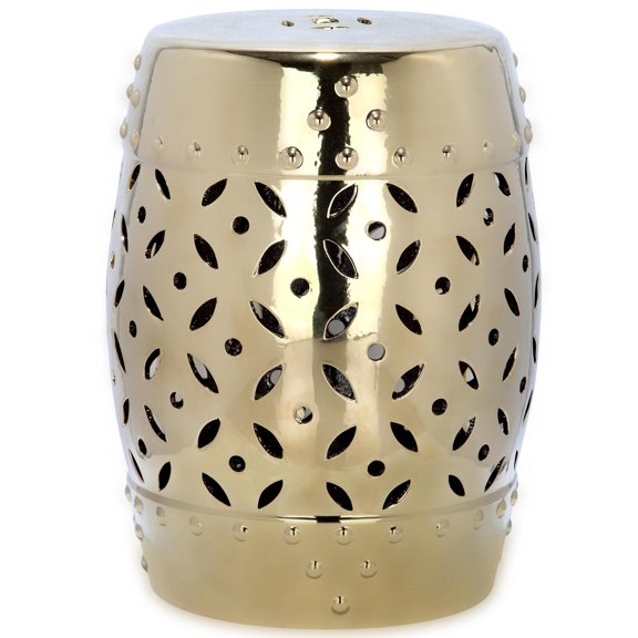 Safavieh Lattice Coin Ceramic Garden Stool in Gold
