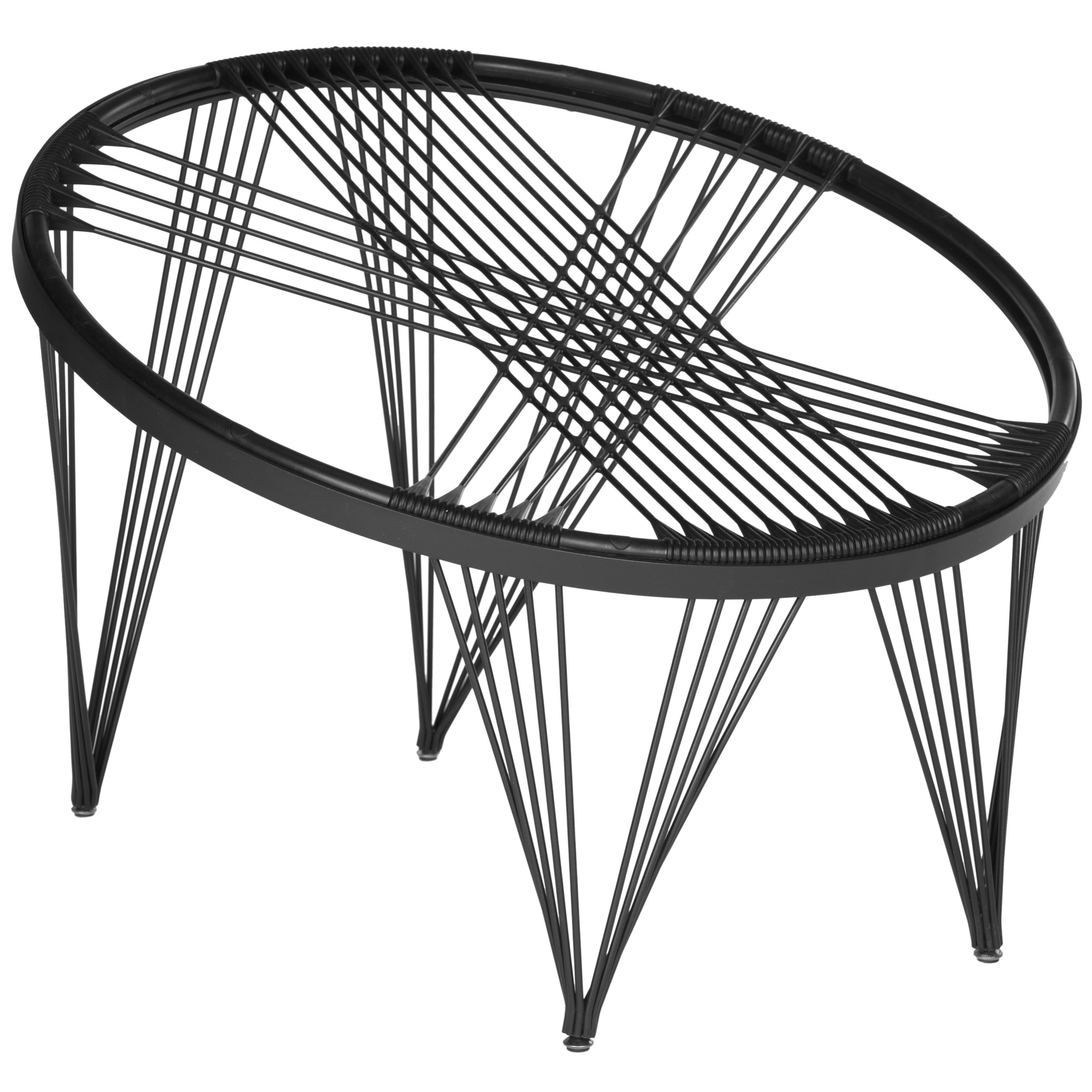Black Metal Papasan Chair with Woven Silicone Cords