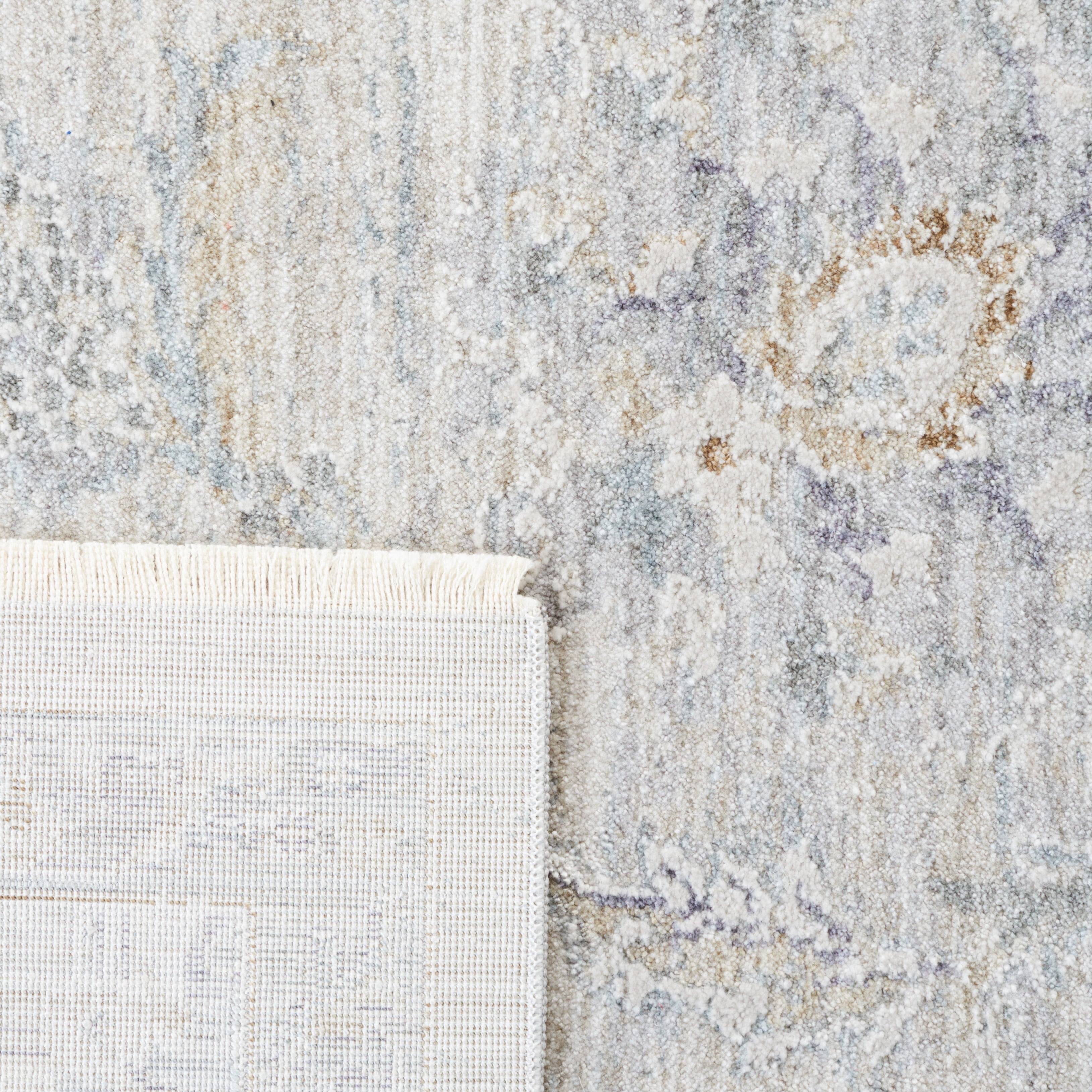 Ethereal Gray Oriental Synthetic 10' x 14' Hand-Knotted Area Rug
