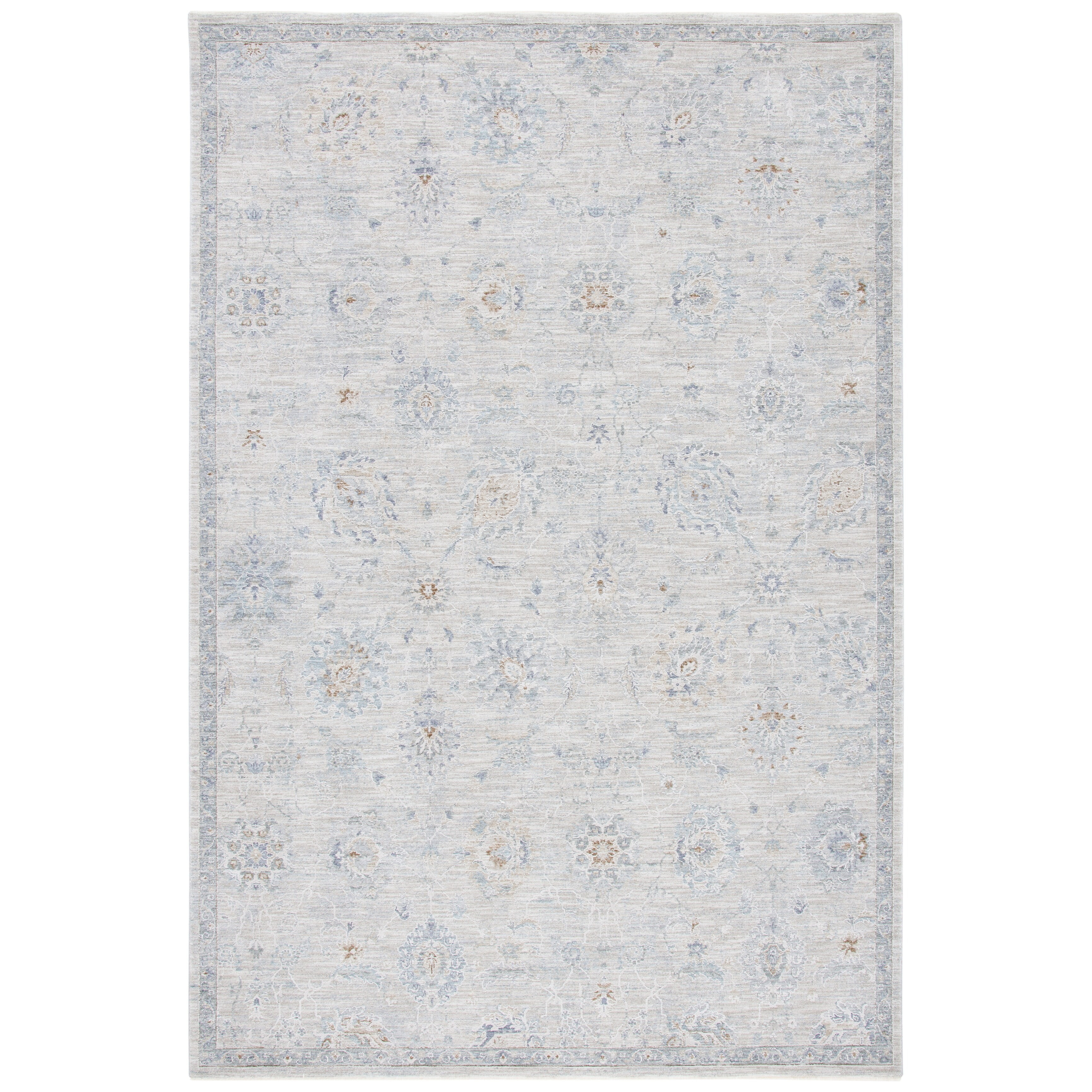 Gray Floral Hand-knotted 8' x 10' Synthetic Rug