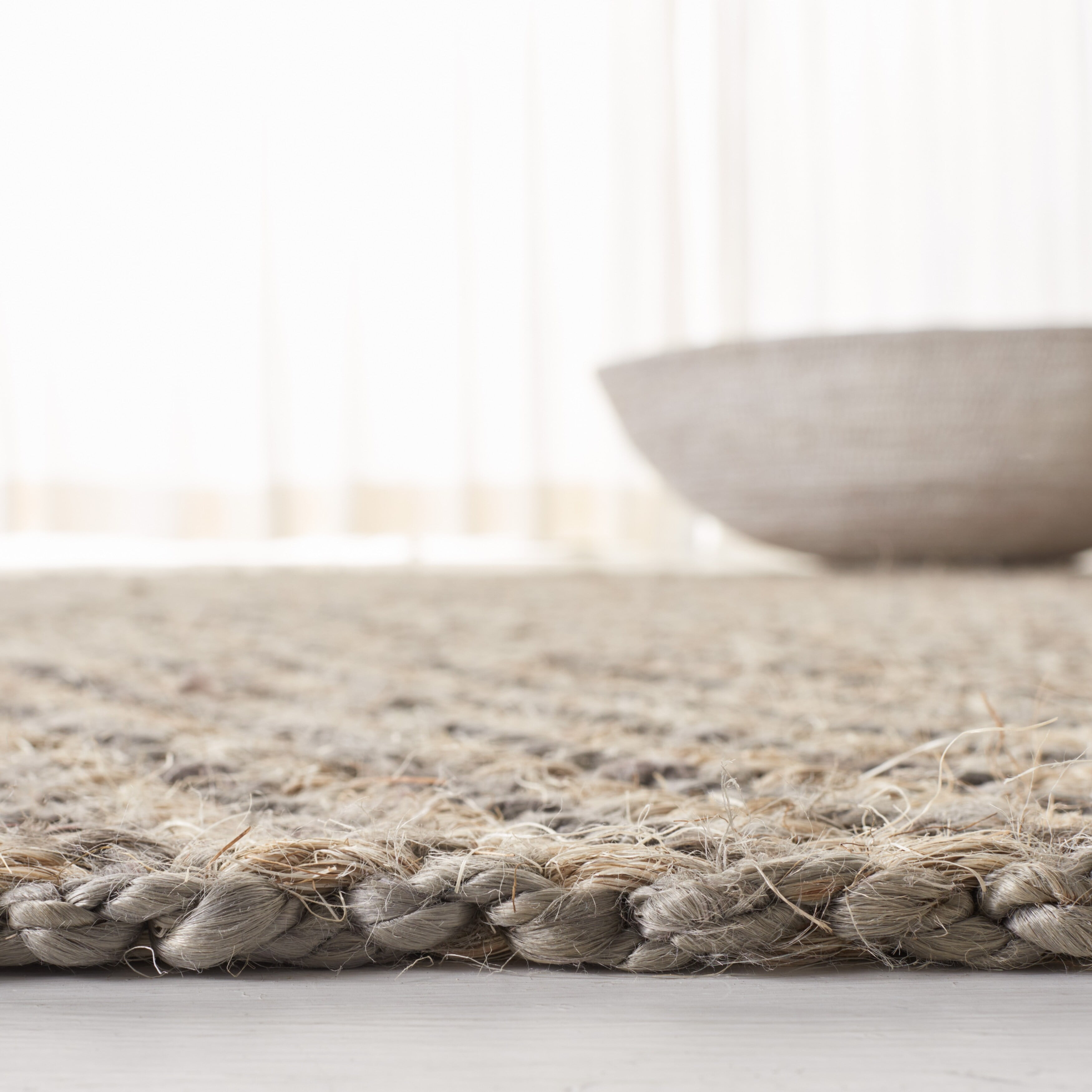 Natural/Grey Hand-knotted Wool and Cotton 5' x 8' Rug