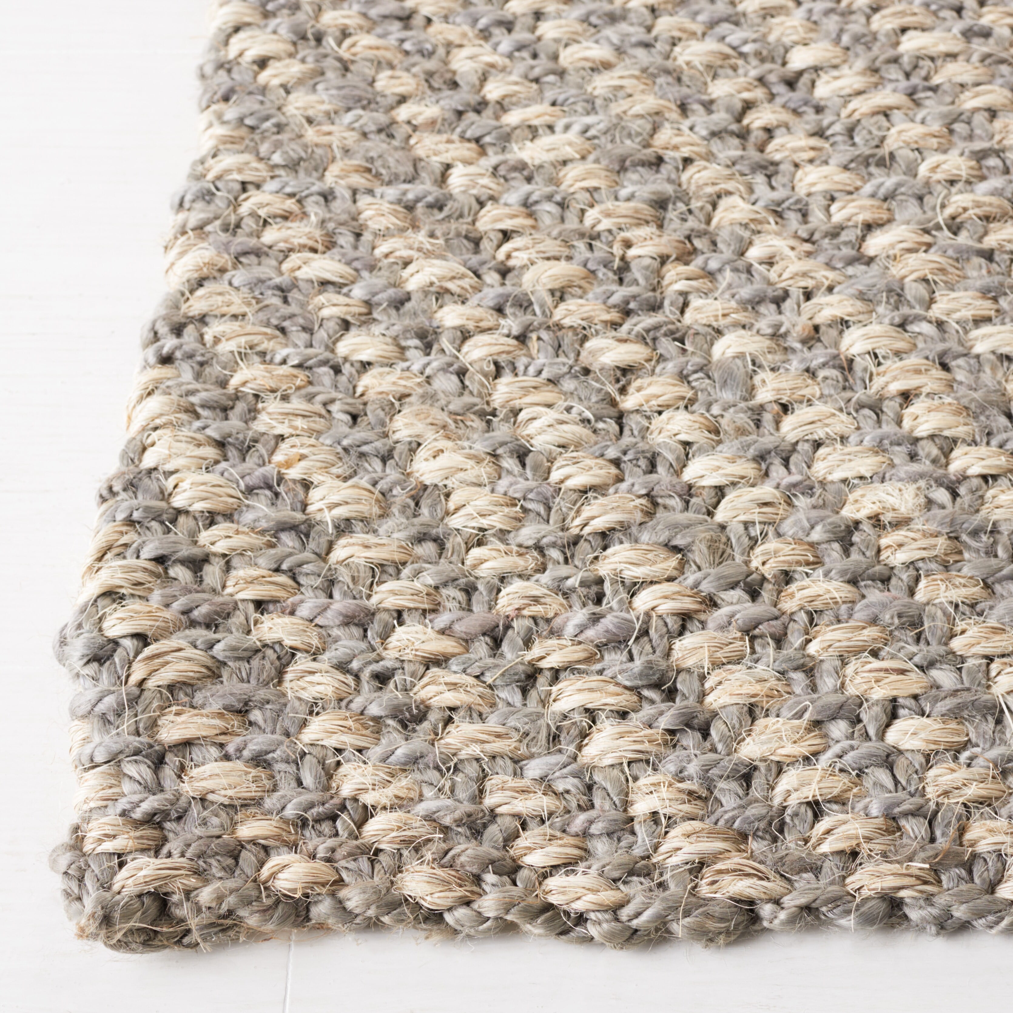 Natural/Grey Hand-knotted Wool and Cotton 5' x 8' Rug