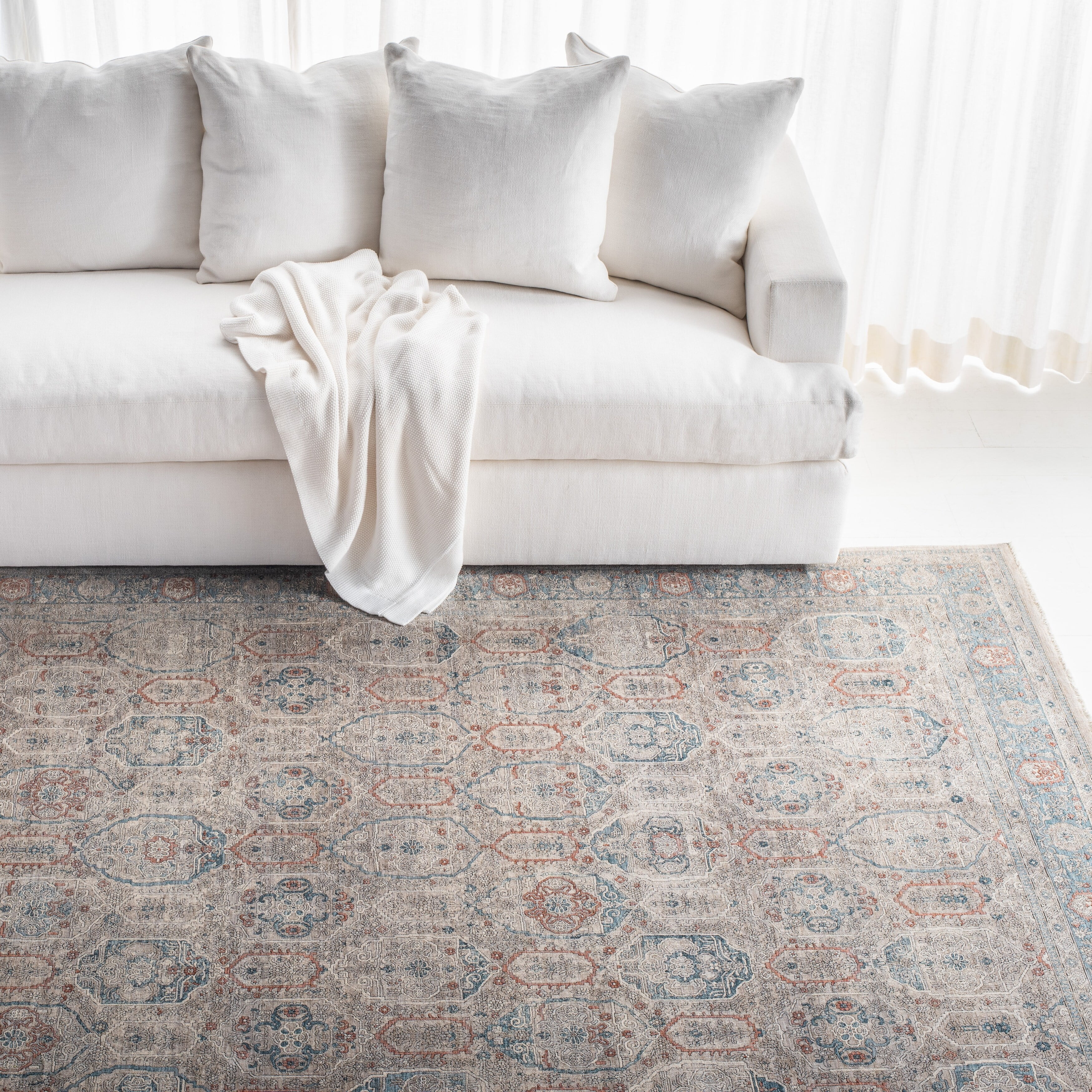 Anjolie Hand-Knotted Blue Wool Blend 10' x 13' Area Rug