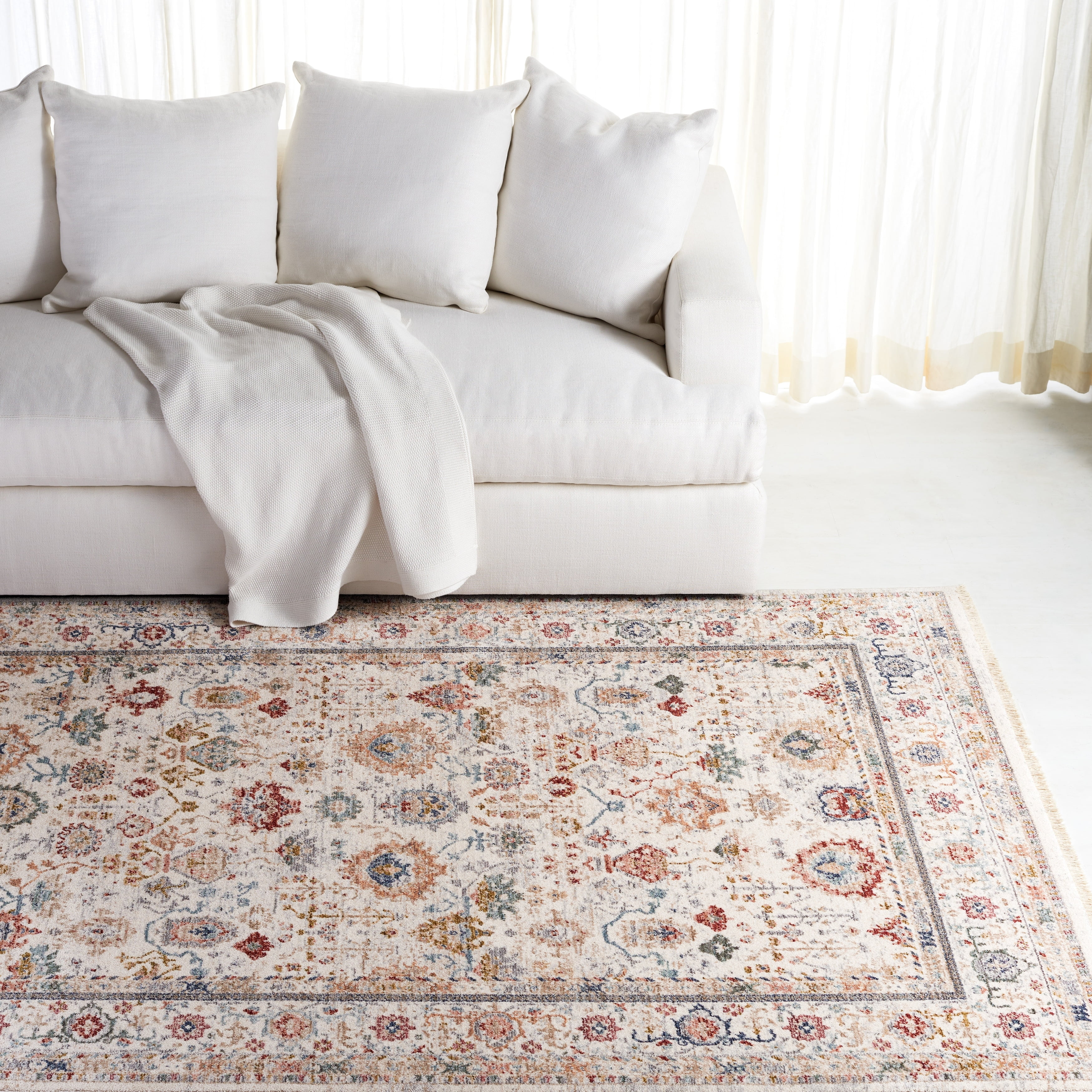 Fairhaven Grey Blue & Ivory Synthetic 4'x6' Area Rug