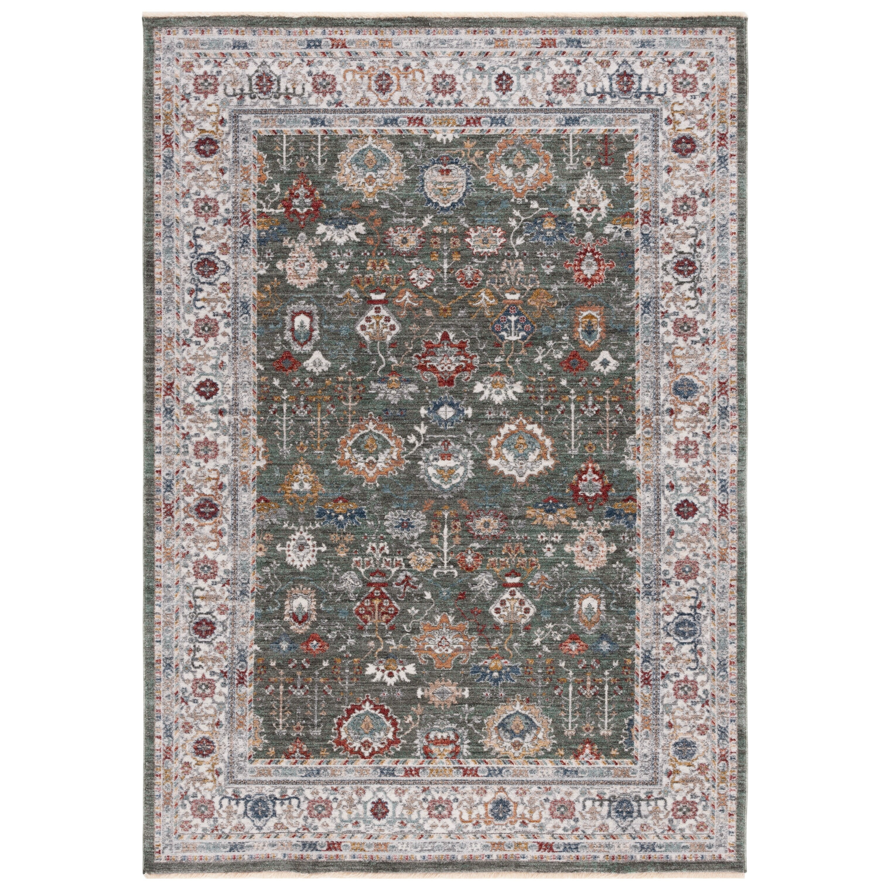 Sage and Ivory Hand-Knotted Wool Blend 5' x 7' Area Rug