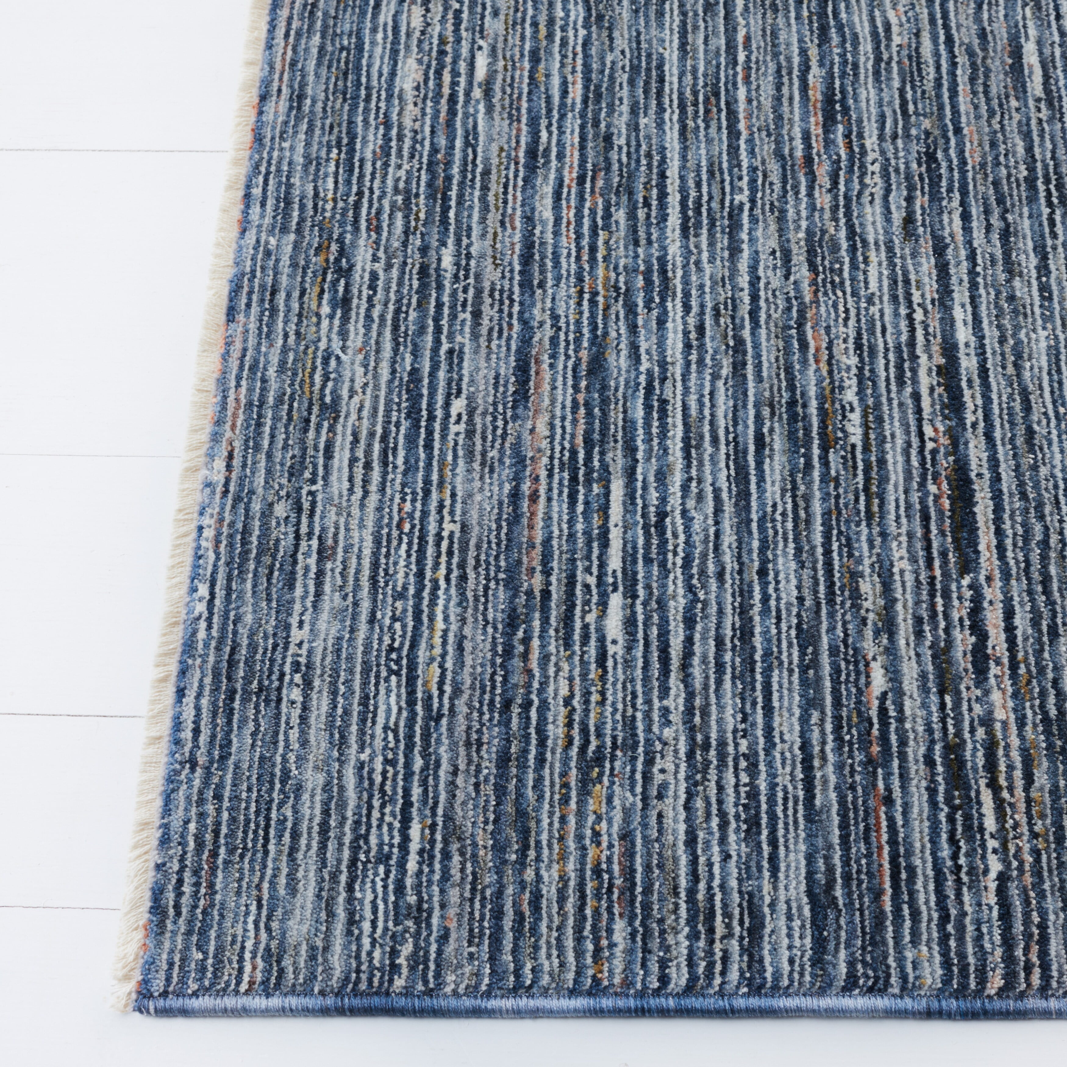 Lauren Hand-Knotted Navy & Beige Synthetic Runner Rug 2'2" x 8'