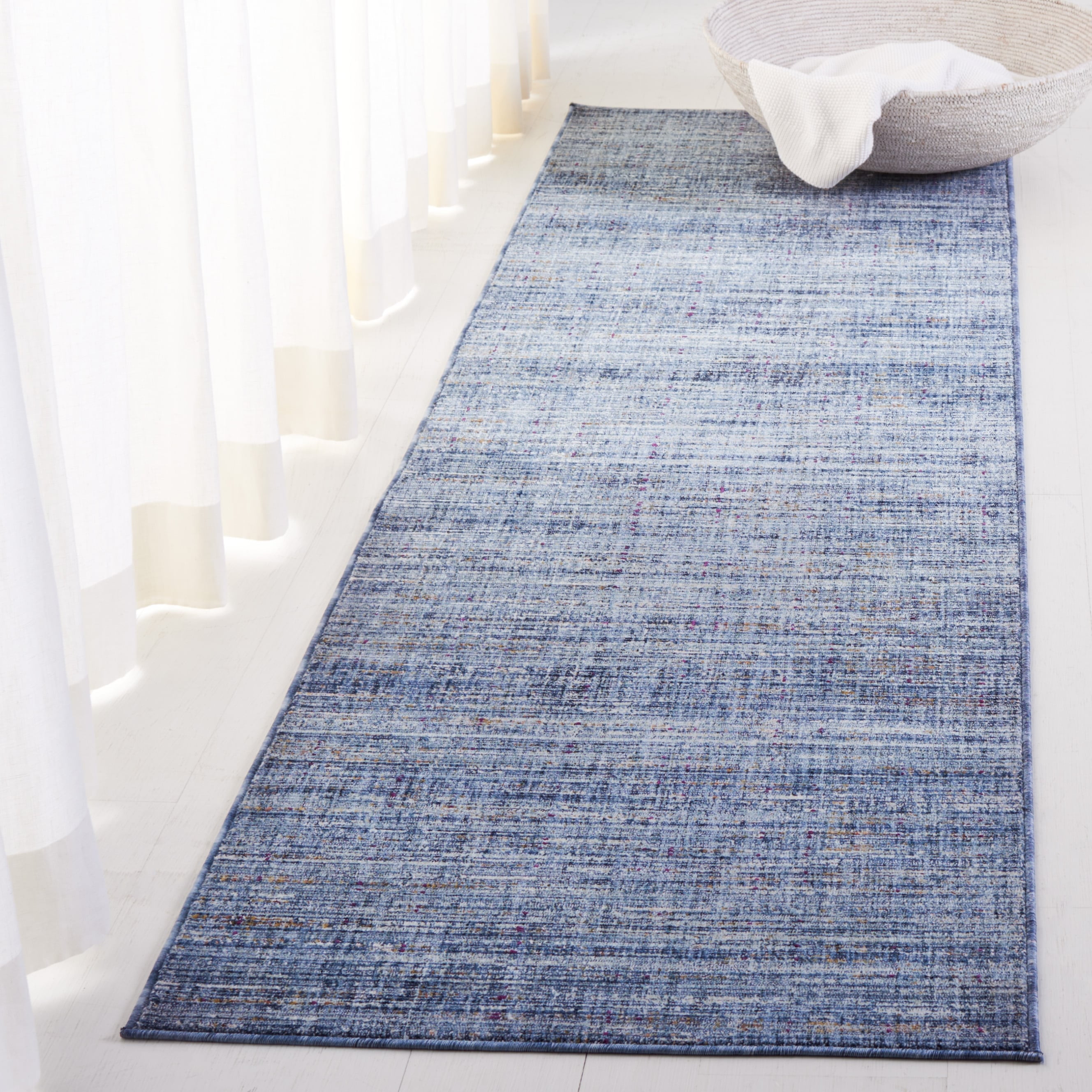 Lauren Hand-Knotted Navy & Beige Synthetic Runner Rug 2'2" x 8'