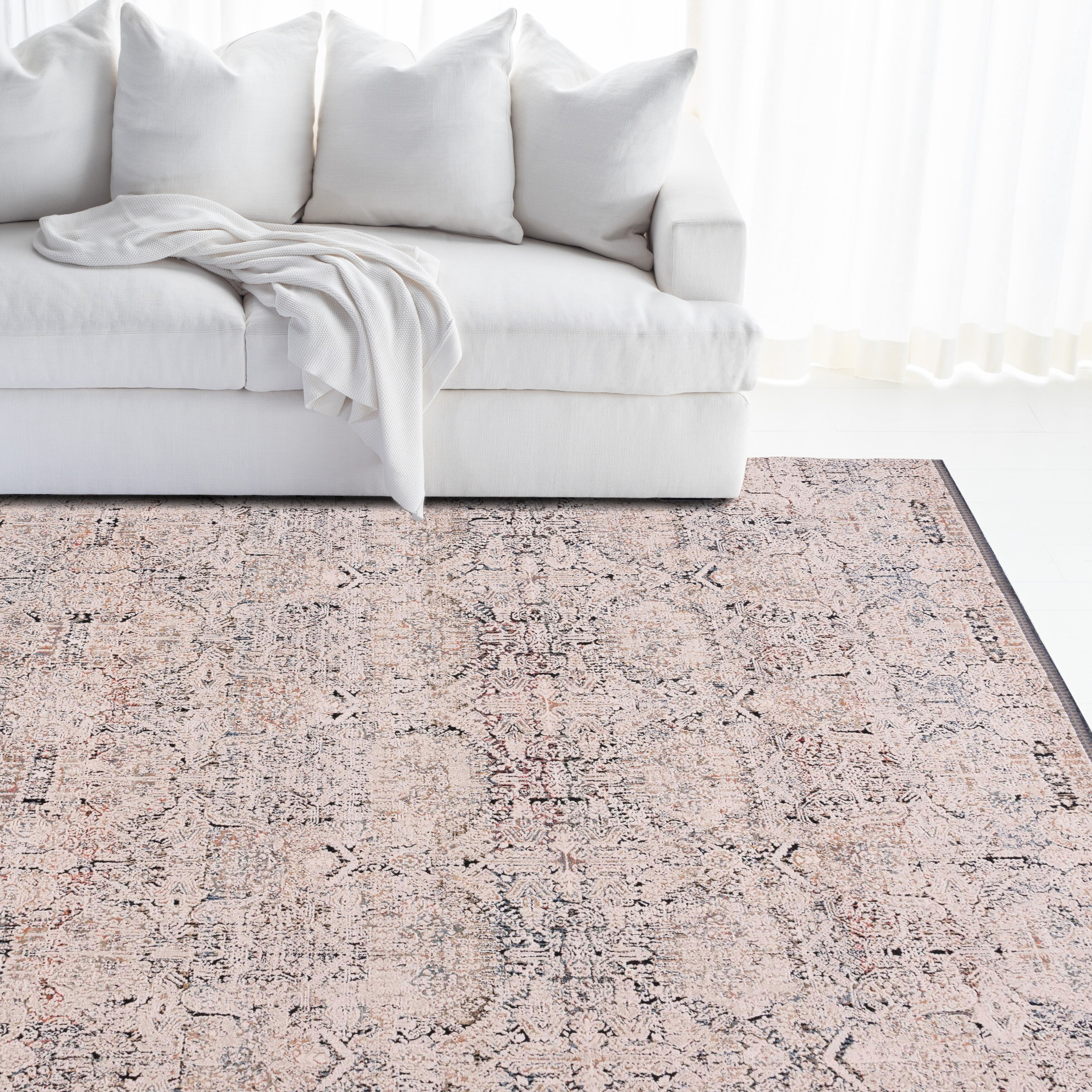 Ivory Elegance 4' x 6' Hand-Knotted Wool and Synthetic Area Rug