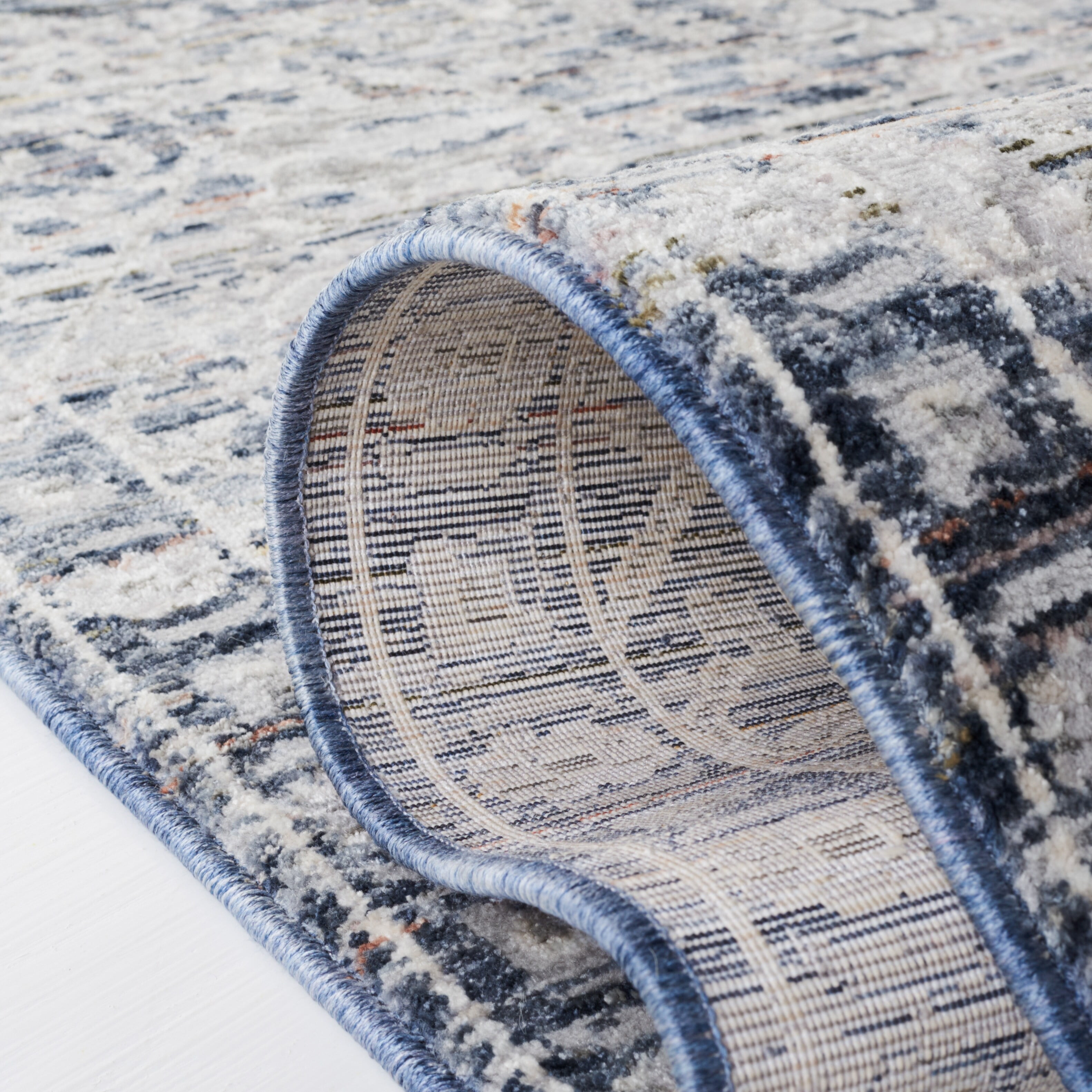 Lauren Light Blue/Ivory Silken Sheen 2'2" x 10' Runner Rug