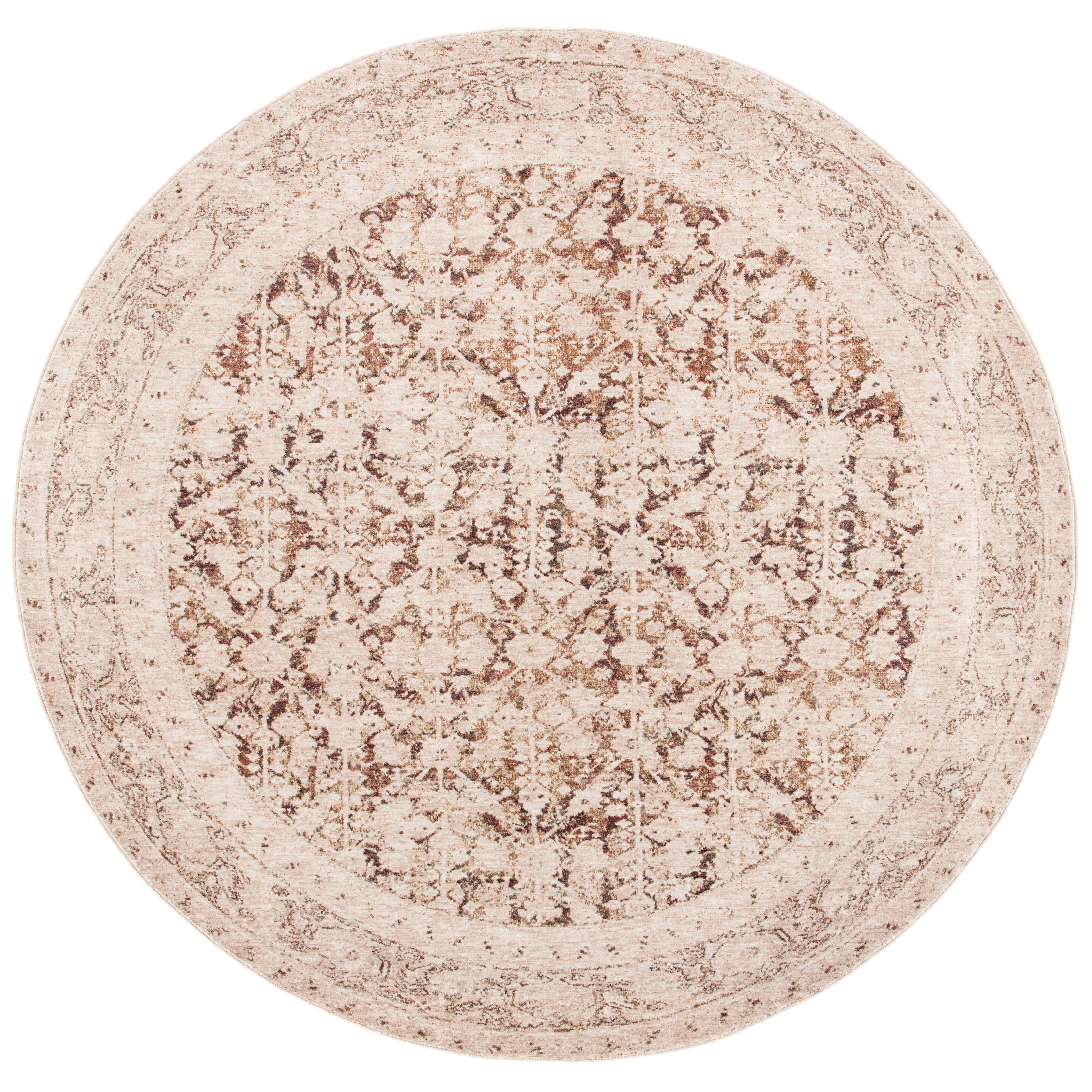 Elegant Gray Synthetic 79" Round Oriental Area Rug