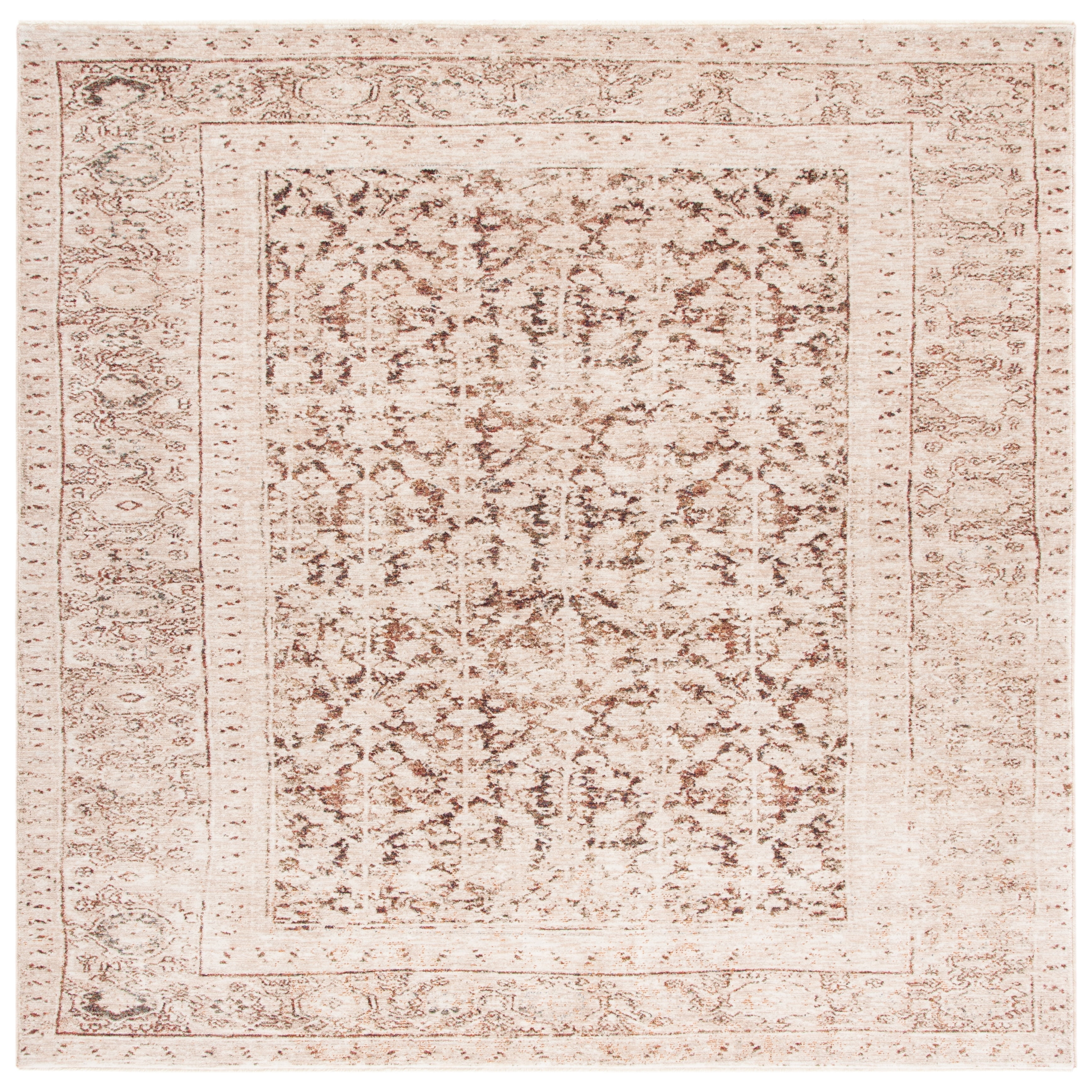 Elegant Gray Synthetic 79" Square Oriental Rug