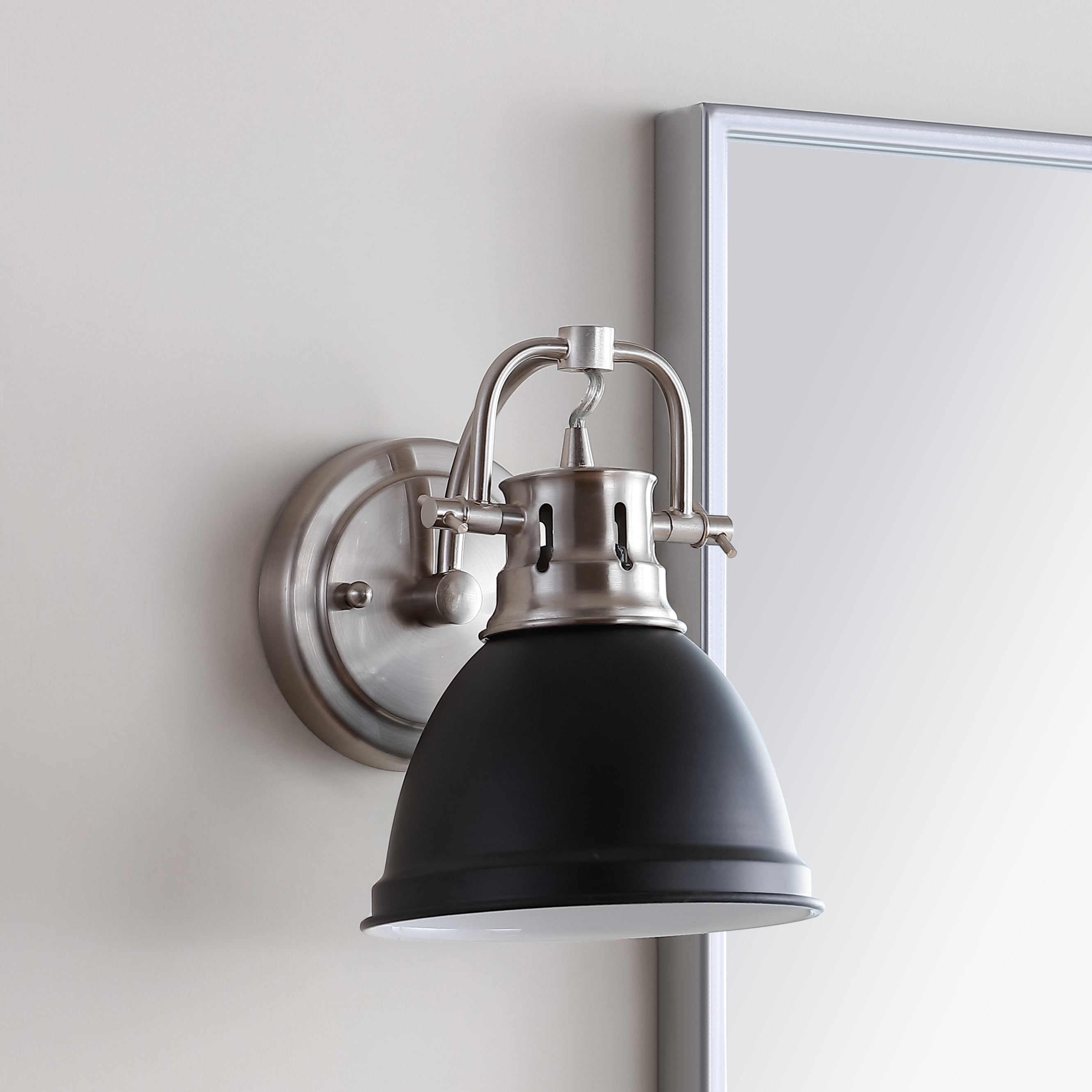 Modern Glam 8.5" Black and Chrome Bathroom Sconce