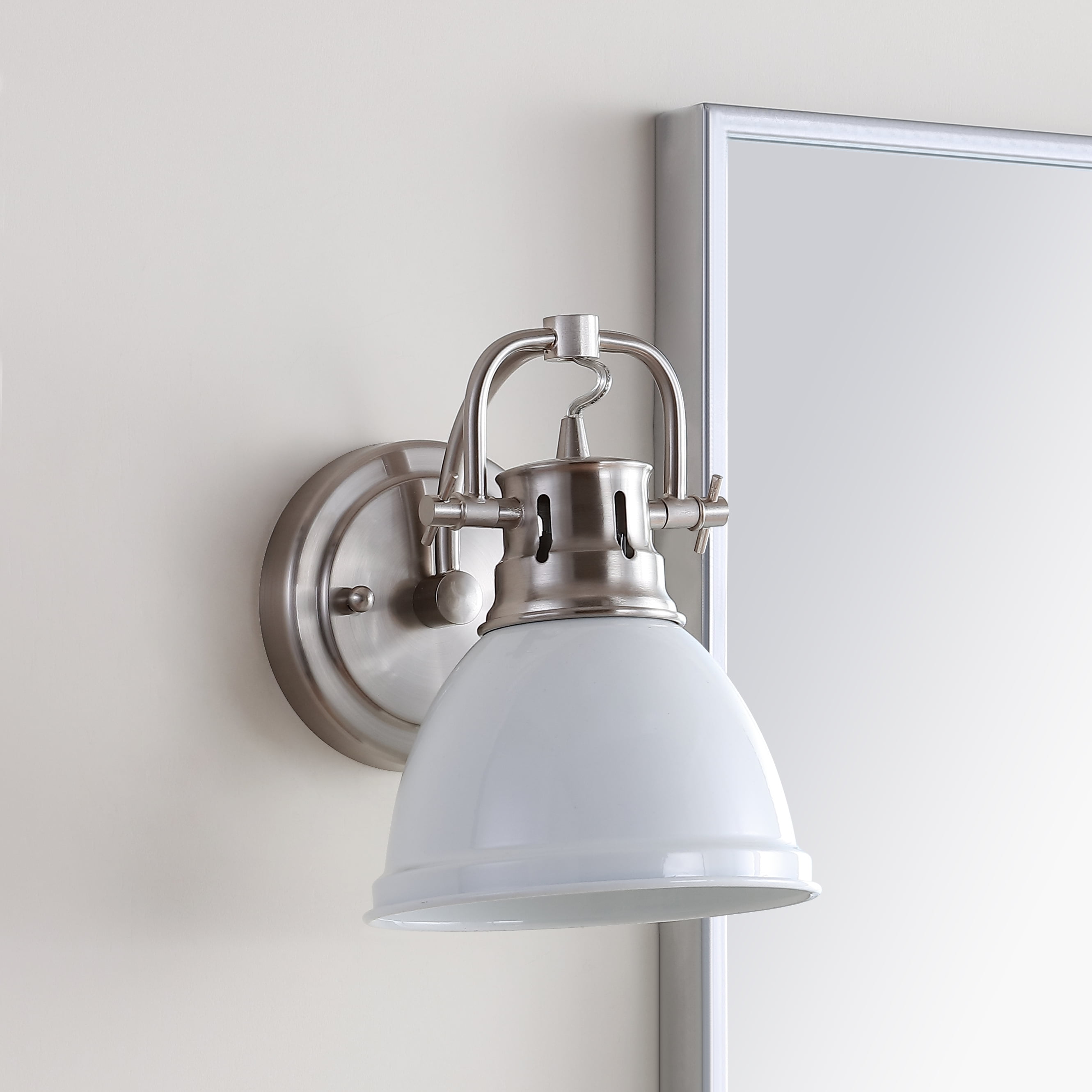 Chrome and White Modern Bathroom Sconce with Chic Shade