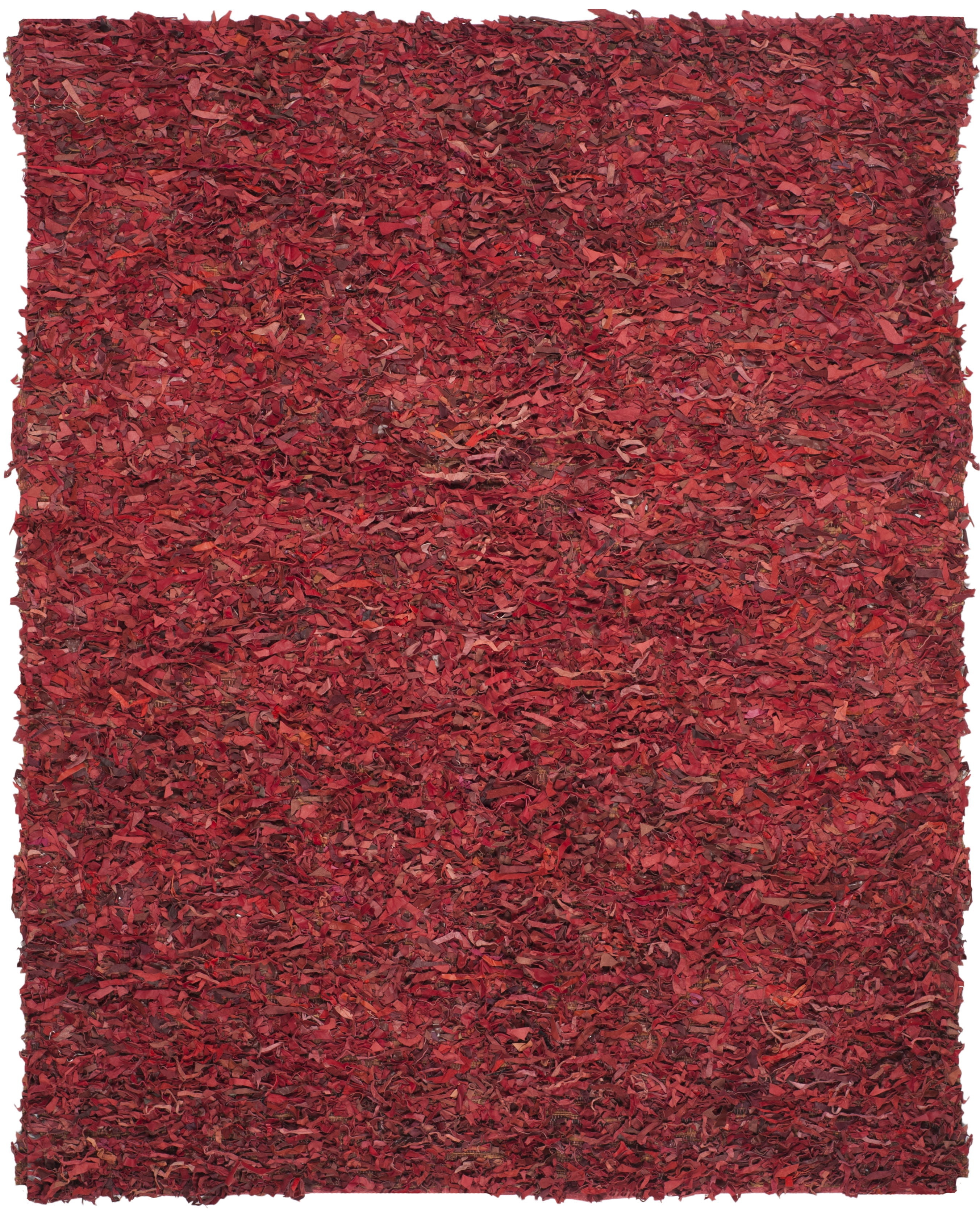 Hand-Knotted Red Leather Shag 8' x 10' Area Rug