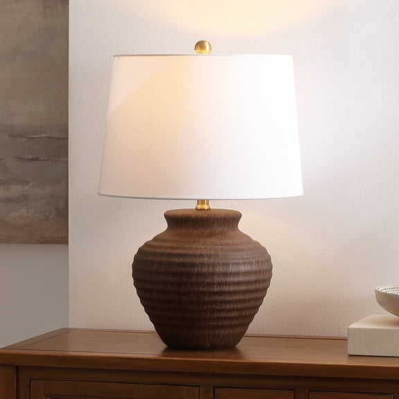 Safavieh Ledger 22.5 in. Textured Ceramic Table Lamp, Brown