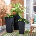 thumbnail image 1 of Safavieh Lendson Solid Rattan Patio 3-Piece Flower Pot Set, Black, 1 of 5