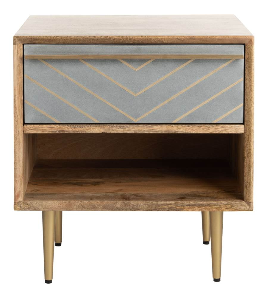 Safavieh Leni MidCentury Retro Nightstand, Natural/Brass