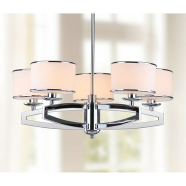 Safavieh Lenora 5-Light Modern Glam Drum Pendant, Chrome