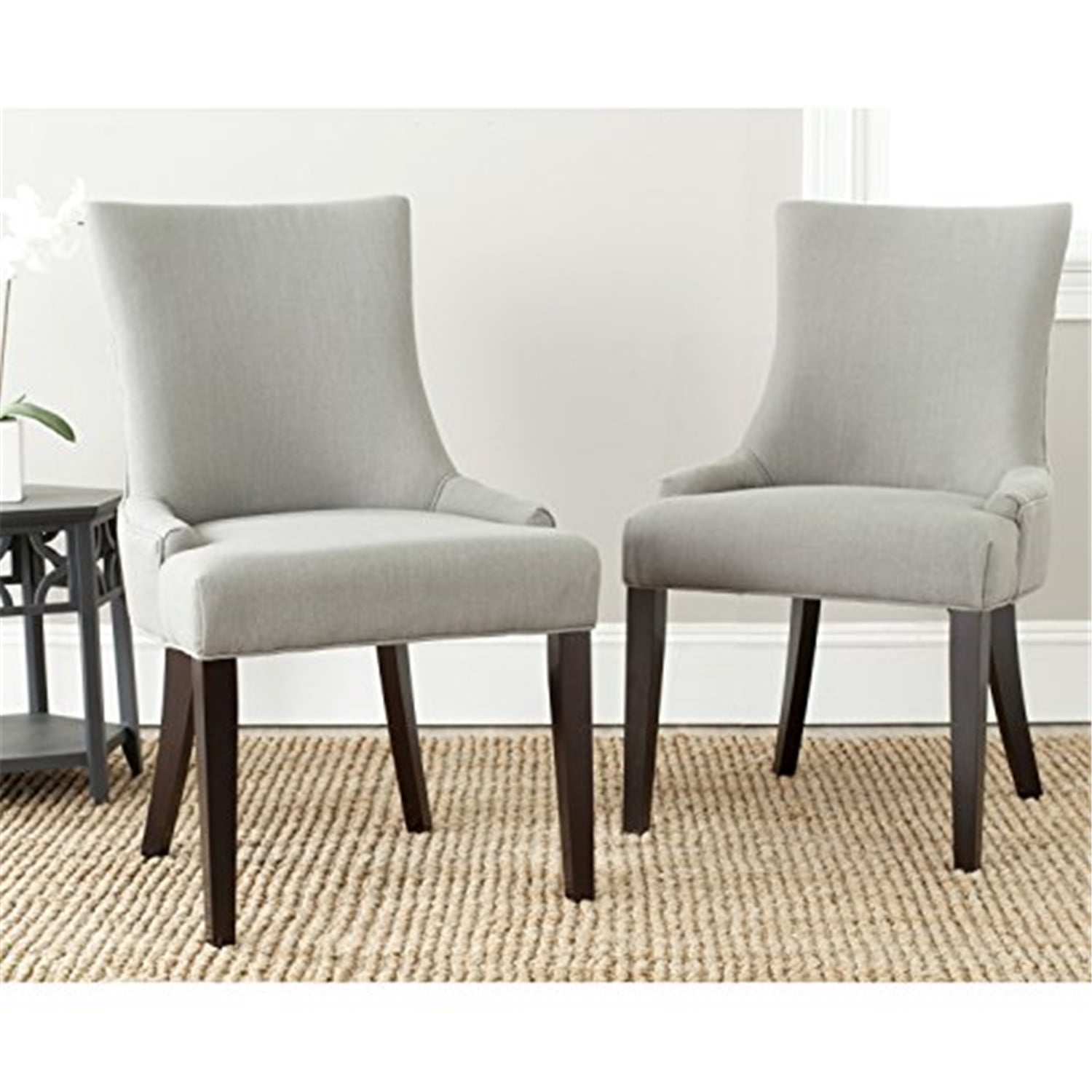 Elegant Gray Linen Upholstered Parsons Side Chair with Birch Legs