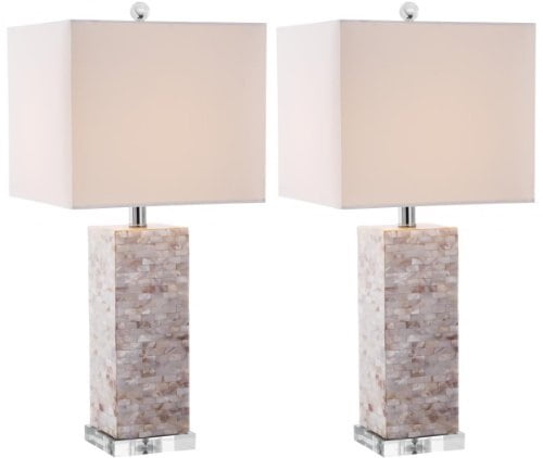 Homer Cream Shell and Acrylic Table Lamp Set of 2