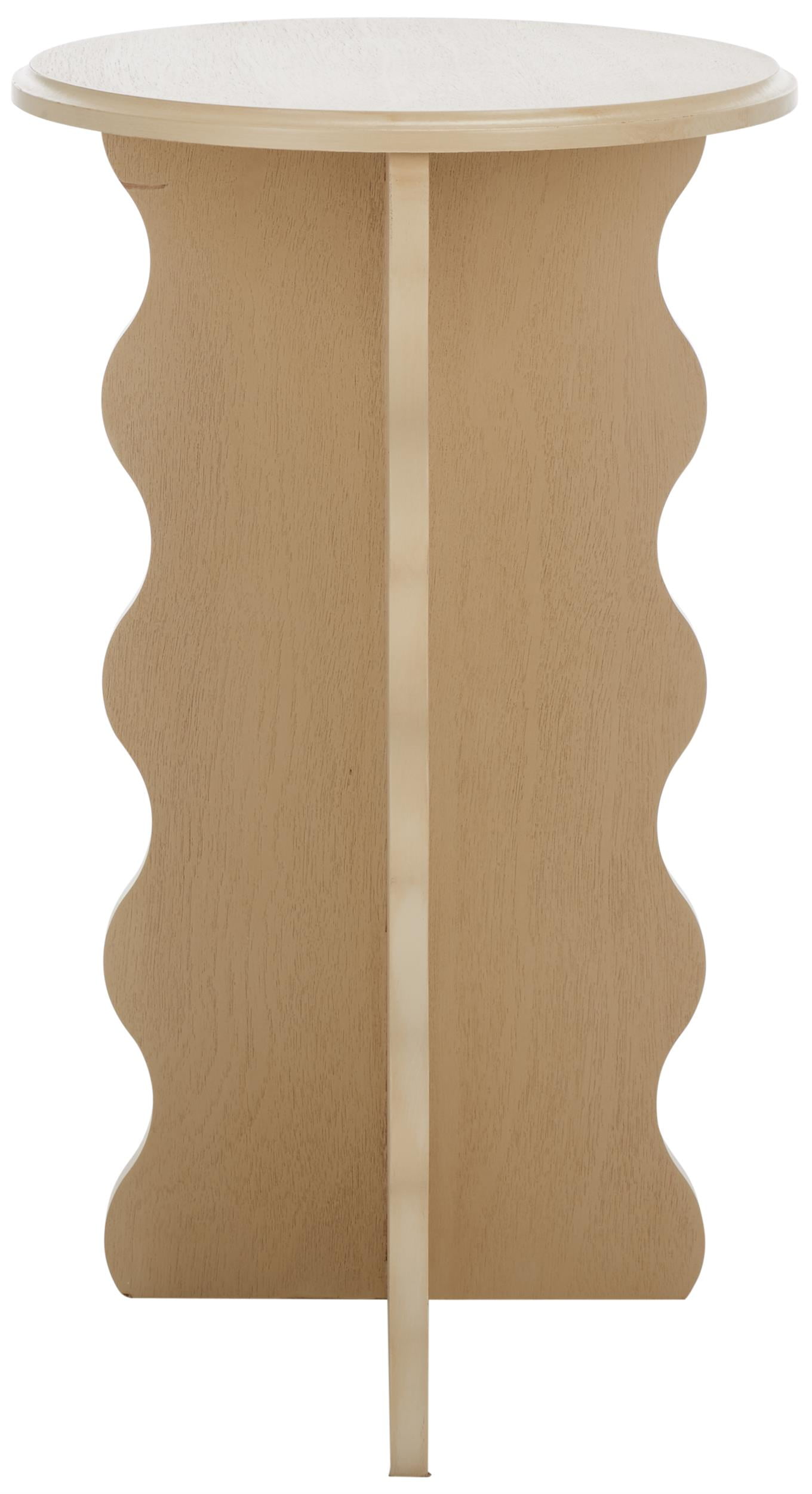 Natural Wood Round Wavy Accent Table, 15" x 22"