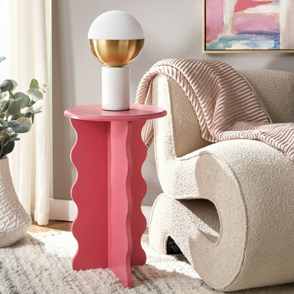 Safavieh Lilith Wavy Modern Wood Round End Table, Rose
