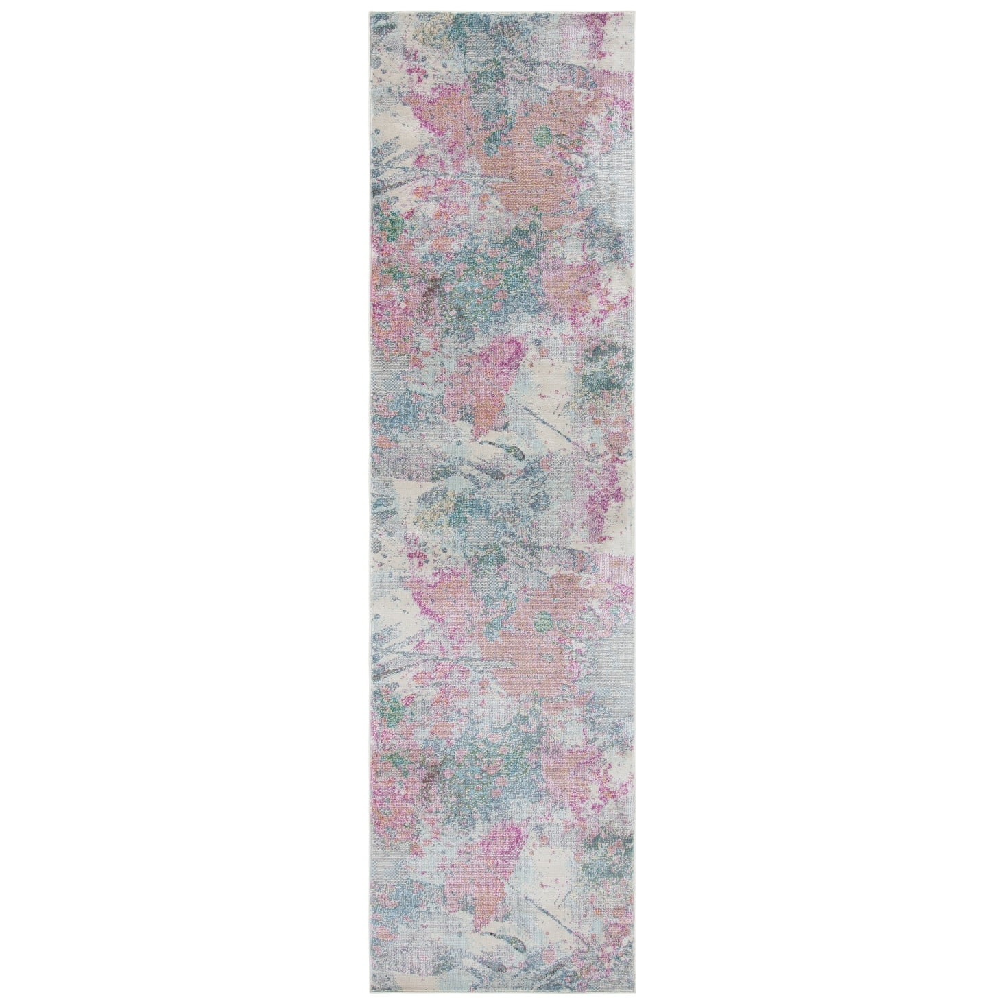 Ivory Abstract 26'' Synthetic Easy-Care Stain-Resistant Runner