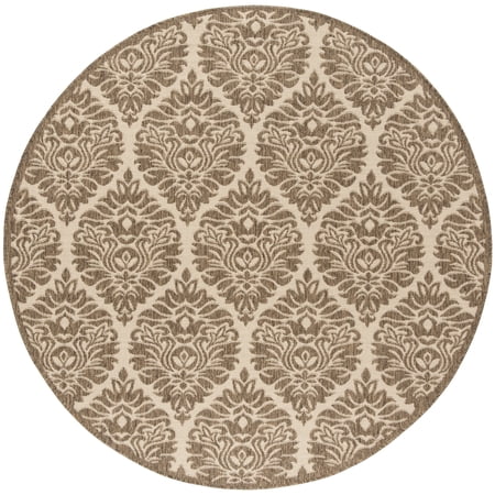 SAFAVIEH Linden Bryony Geometric Indoor/Outdoor Area Rug, Cream/Beige, 6'7" x 6'7" Round