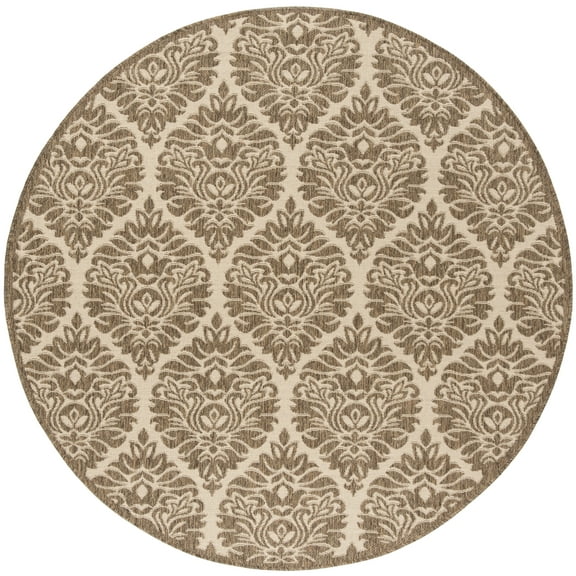 SAFAVIEH Linden Bryony Geometric Indoor/Outdoor Area Rug, Cream/Beige, 6'7" x 6'7" Round