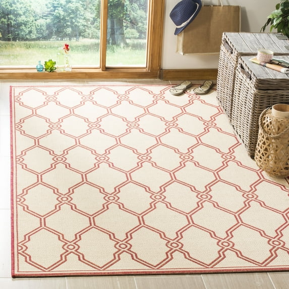 Safavieh Linden Carleton Geometric Indoor/Outdoor Area Rug, Red/Creme, 9' x 12'